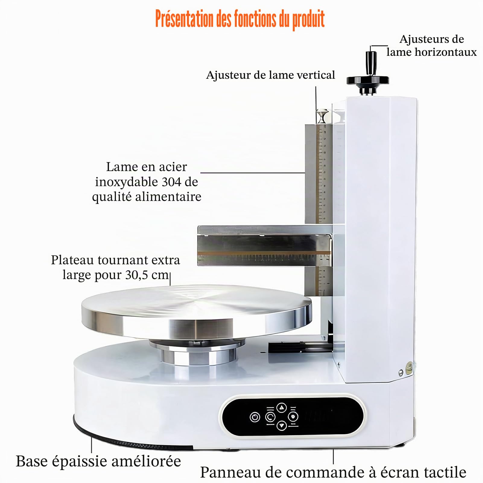 Lisseur Gateau Patisserie Électrique Et Plateau Tournant Automatique, Vitesse Réglable pour Gâteaux De 10 À 30,5 Cm, Équipement De Boulangerie Professionnel