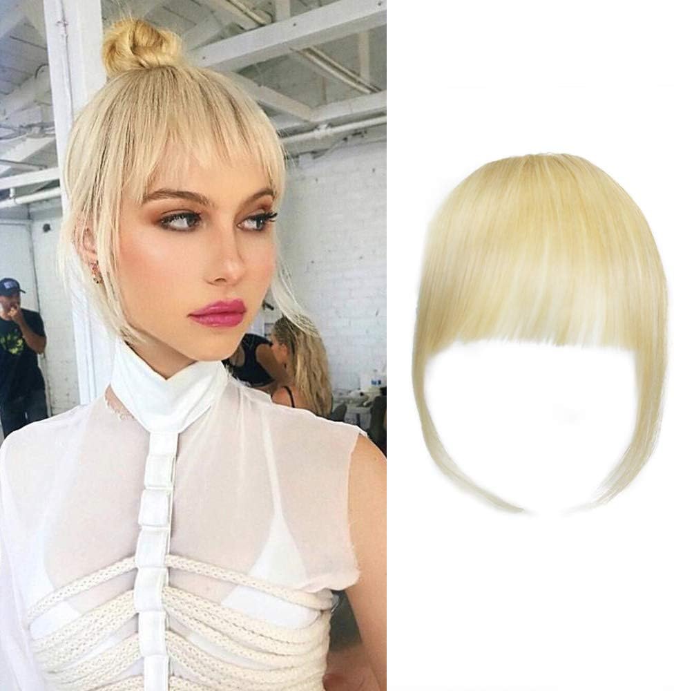 Shinon Hair Clip on Bangs Human Hair Extension Wispy Blonde Colour Hair Fringe