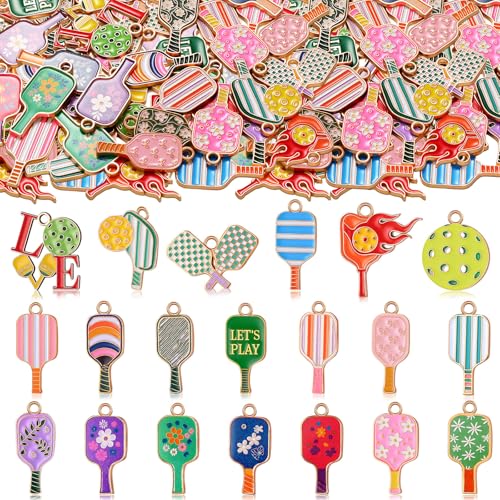 Image of 100 Pcs Sport Charms Bulk for Jewelry Making Football Soccer Volleyball Dinkball Baseball Basketball Alloy Charms Pendants for Necklace Bracelet Earrings DIY Crafts Accessory