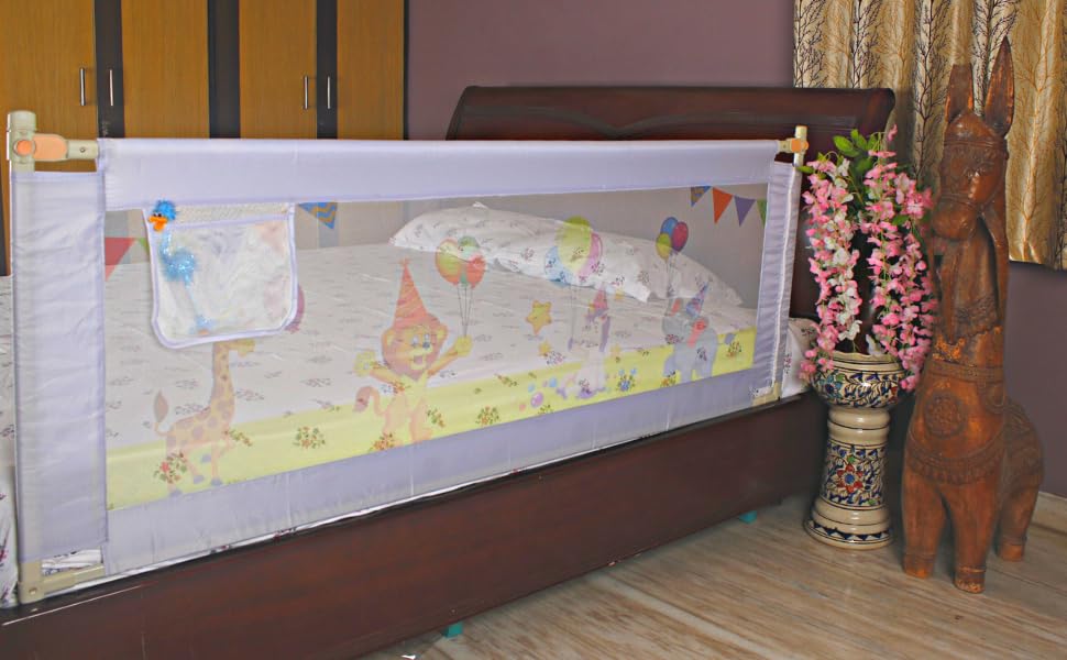 Image of VIC Kid Adjustable Baby Bedrail Guard for Toddlers /Bed Fence /Kids Safety /Portable and Adjustable Size (1.8, Lavender Lion)