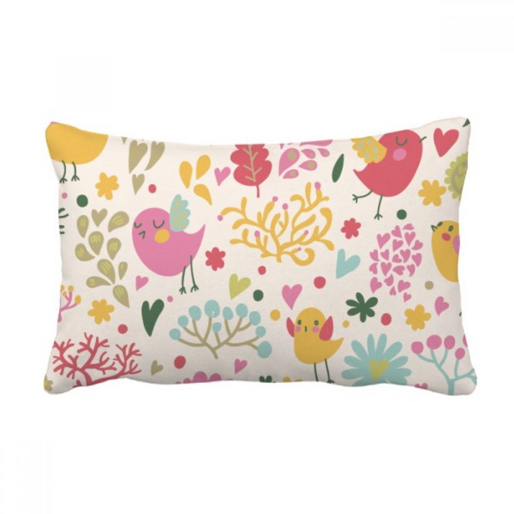 Coussin lombaire oiseaux et fleurs 40x60 cm multicolore pour decoration canape