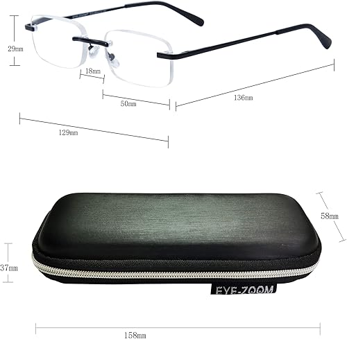 Miniatura 4 de EYE ZOOM Paquete de 2 anteojos de lectura unisex con marco de metal sin montura con funda para hombres y mujeres