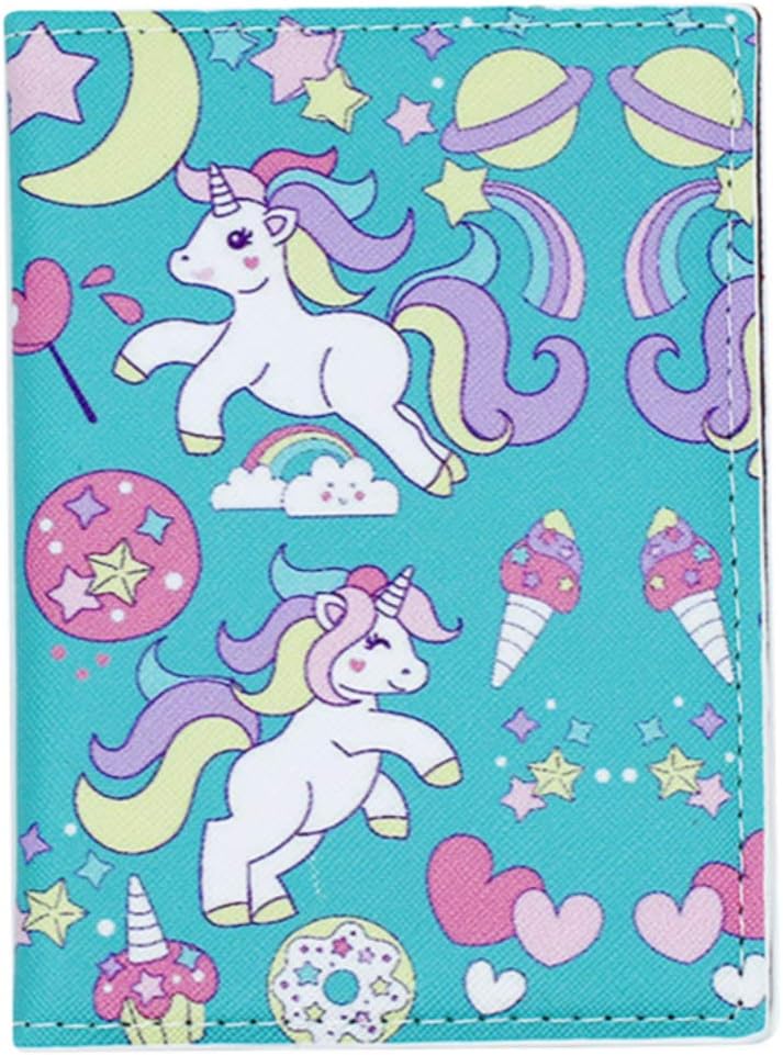 leomosteCute Cute Unicorn Cartoon Passport Cover Travel PU Leather Passport Holder Case Wallet for Women Girls, Blue, one size, Travel Wallet