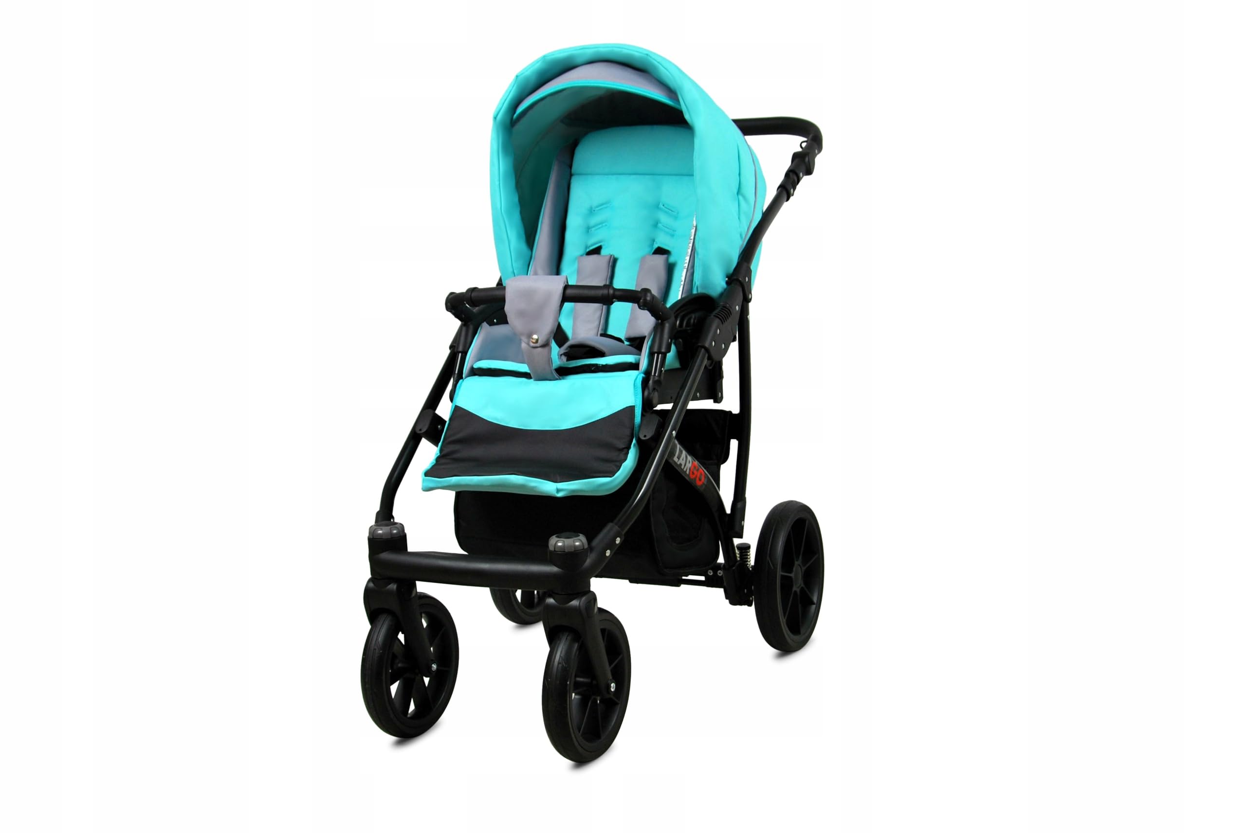 BabyLux® Zestaw wózków dziecięcych 3 w 1 – Largo – w zestawie wanienka dla niemowląt, fotelik sportowy, fotelik samochodowy – zestaw wózków dziecięcych z torbą do przewijania, osłoną przeciwdeszczową