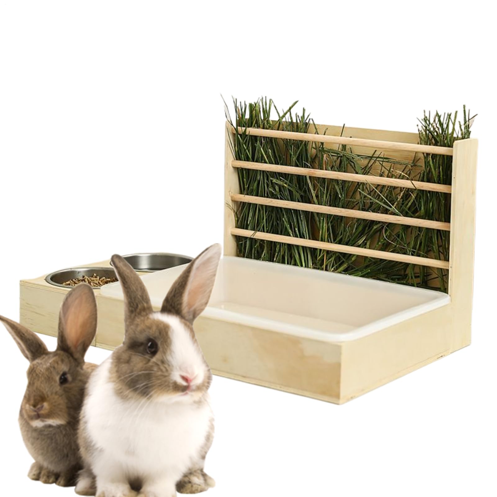 de Heno Bandeja Alimentadora y Arenero para Pequeños Animales | Portahenos Dispensador Antiderroche Multifuncion Para Jaulas De Roedores Y Mascotas Pequeñas