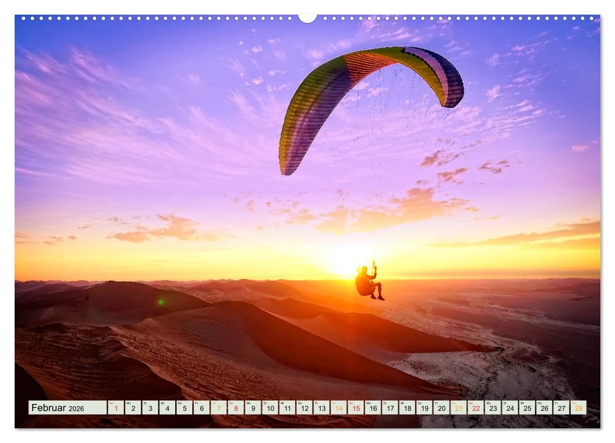 Paragliding - Mut zum Abenteuer (Wandkalender 2026 DIN A2 quer), CALVENDO Monatskalender: Paragliding - schweben ohne Grenzen mit dem Gleitschirm. (CALVENDO Sport)