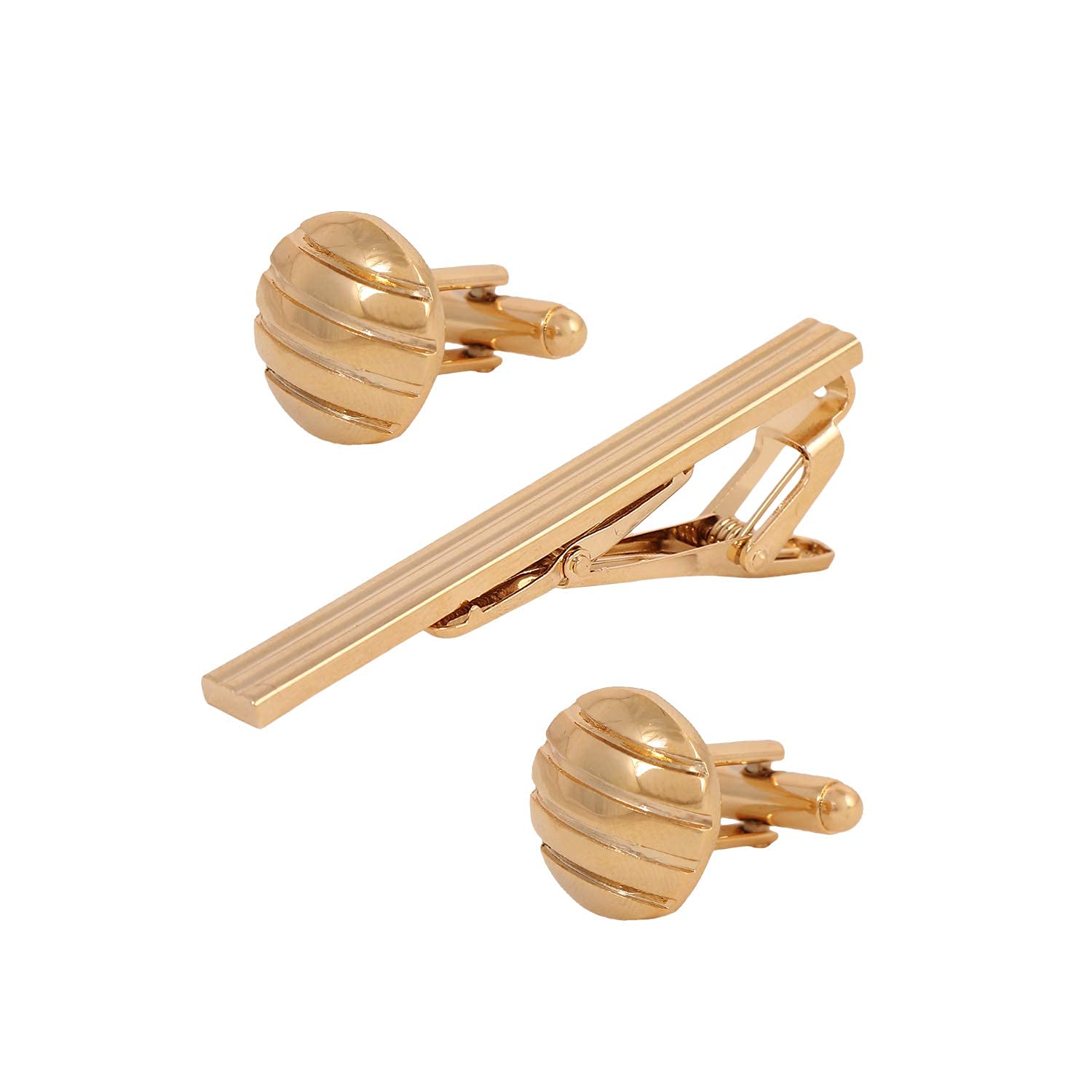 Golden Colour Cufflink Button Tie Pins set for Men-image-27