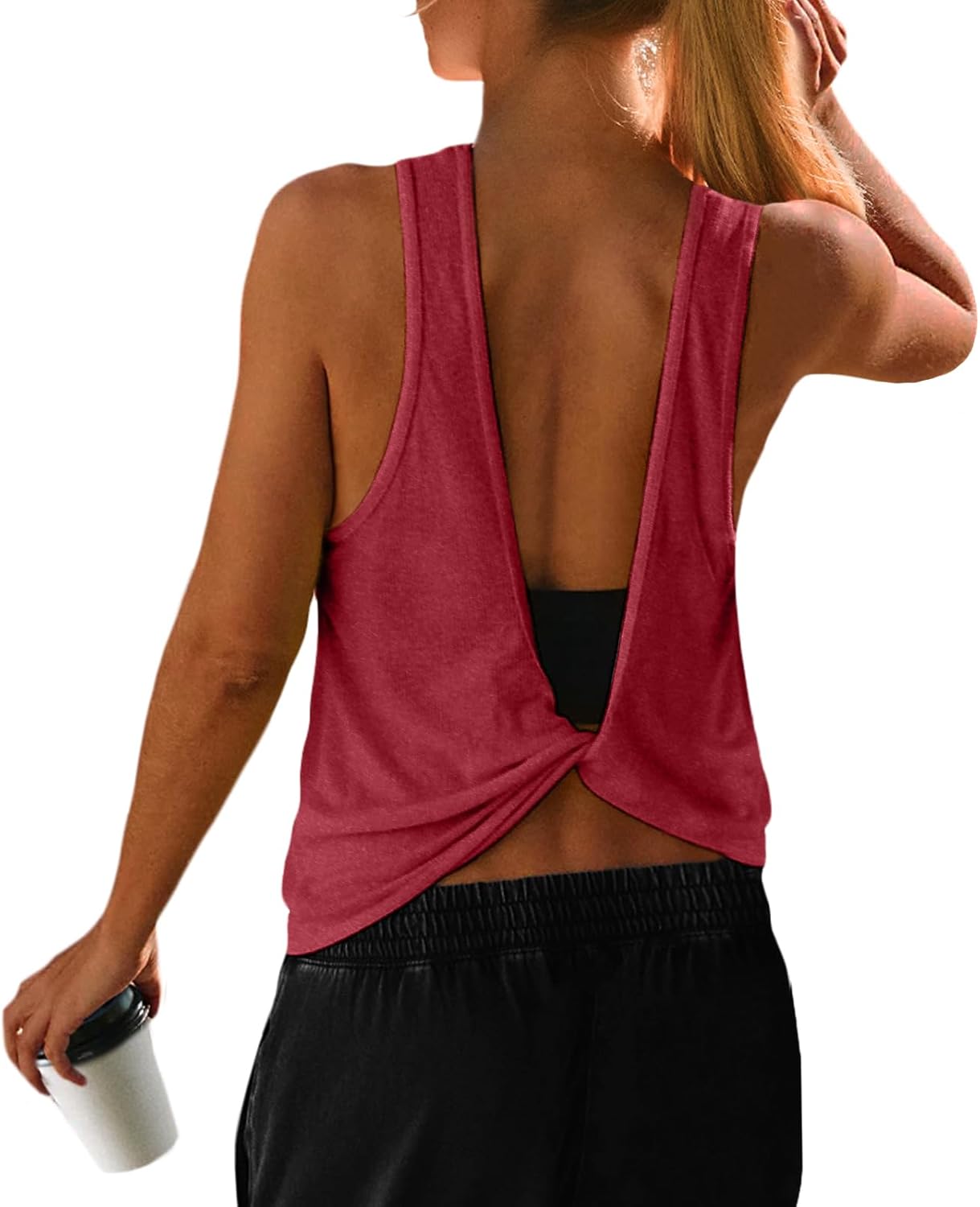 UNIANKIYA Open Back Workout Tops for Women Athletic Backless Tank Tops Sleeveless Running T Shirts Yoga Going Out Gym Clothes