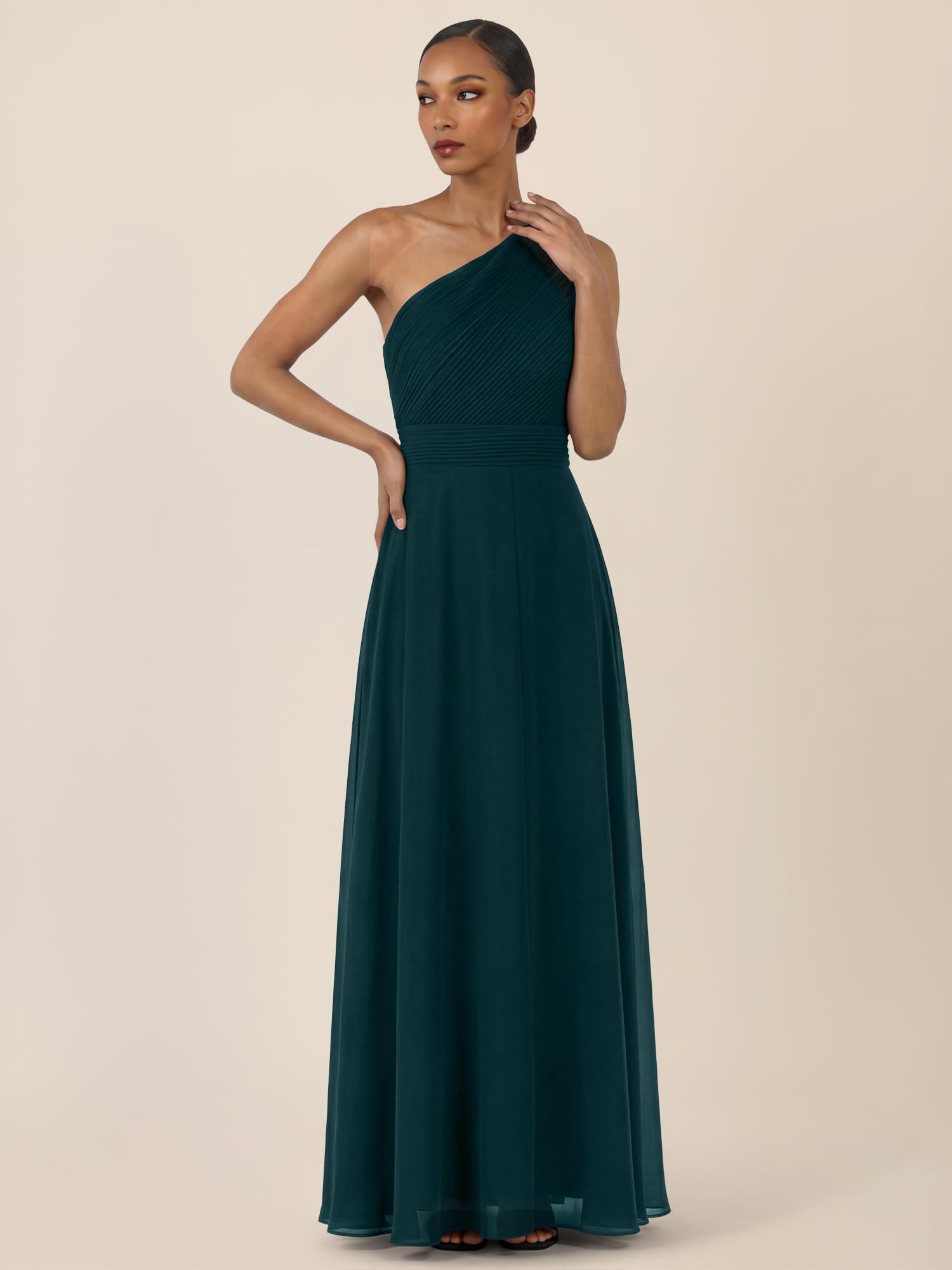 APART Fashion Damen One-Shoulder Chiffonkleid Abendkleider (1er Pack)