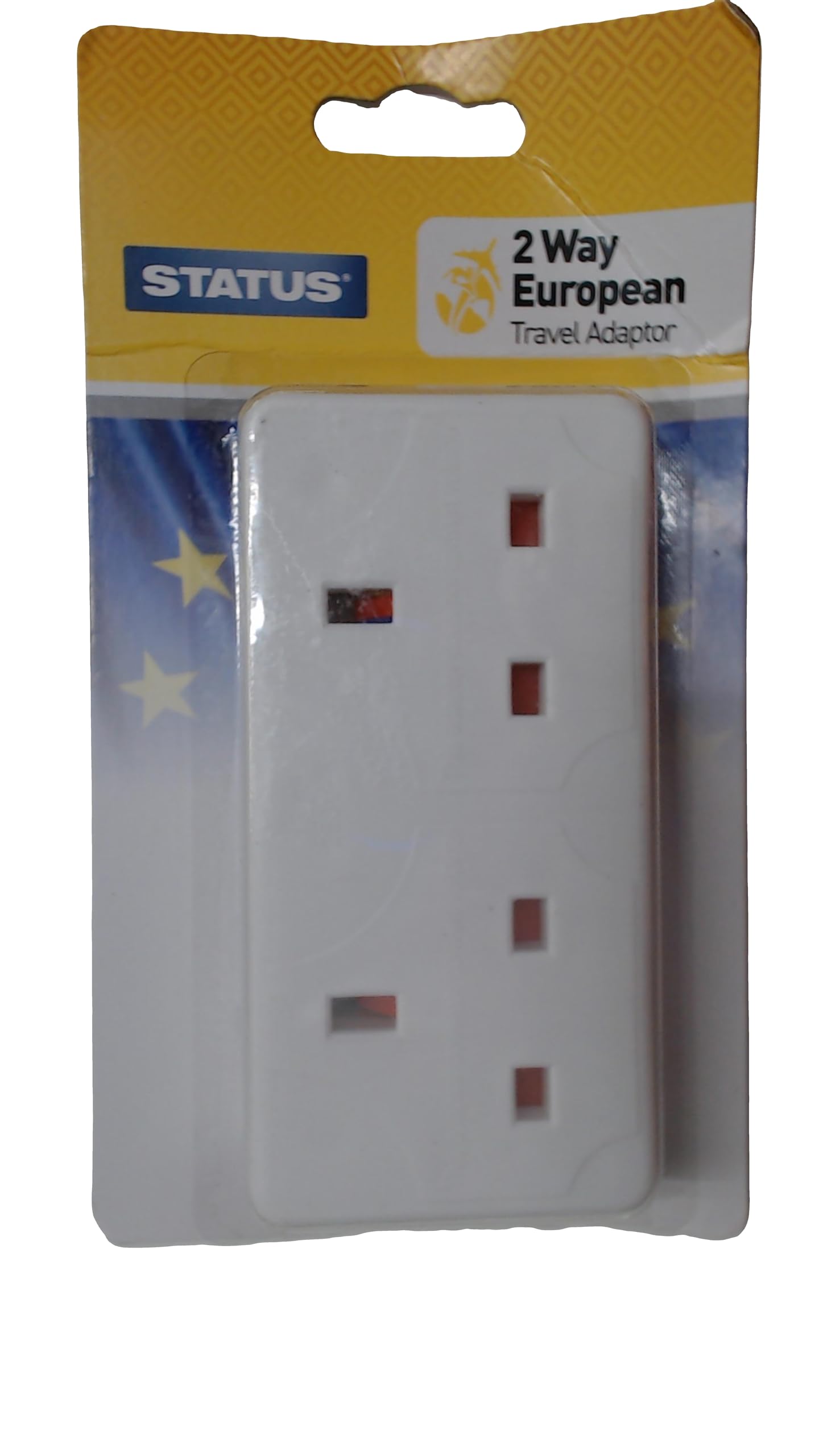 STATUS European Travel Adapter | 2 Way UK & EU Plug Adapter | White Adaptor | SEURO2WAYAB112