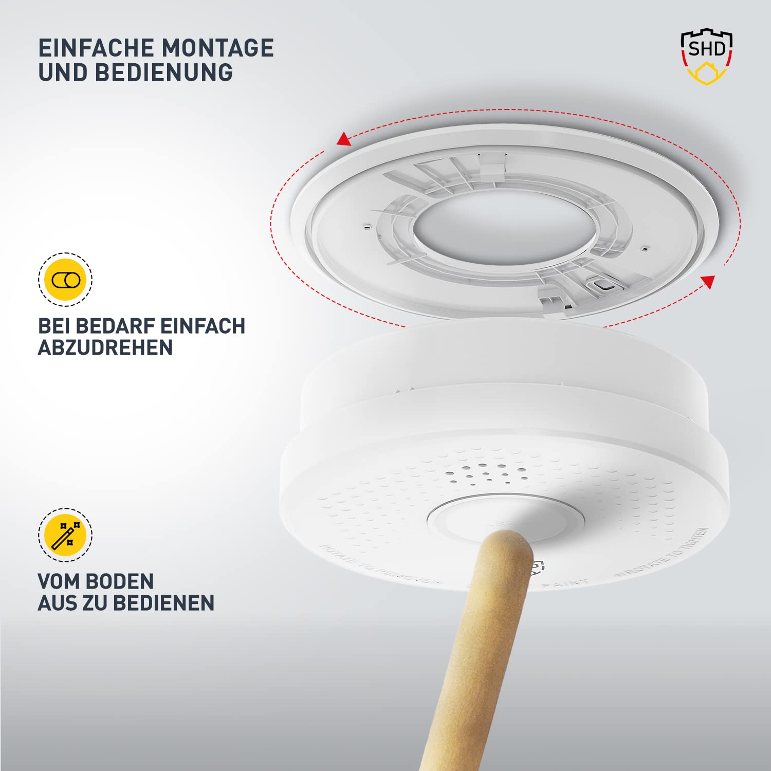 Rauchmelder 10er Set, 10 Jahre Garantie, DIN EN14604 geprüft, BSI Zertifiziert, 10 Stück Brandmelder mit 10X 9V Batterie