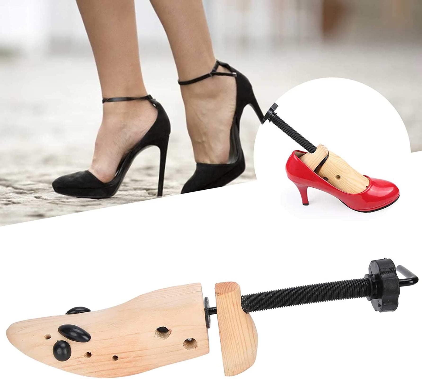 Barella per scarpe, comoda da usare Materiale in legno di pino Strumento di espansione per scarpe ecologiche Supporto per scarpe Barelle per stivali Albero per tacco alto per esterno(40 * 12 * 9c