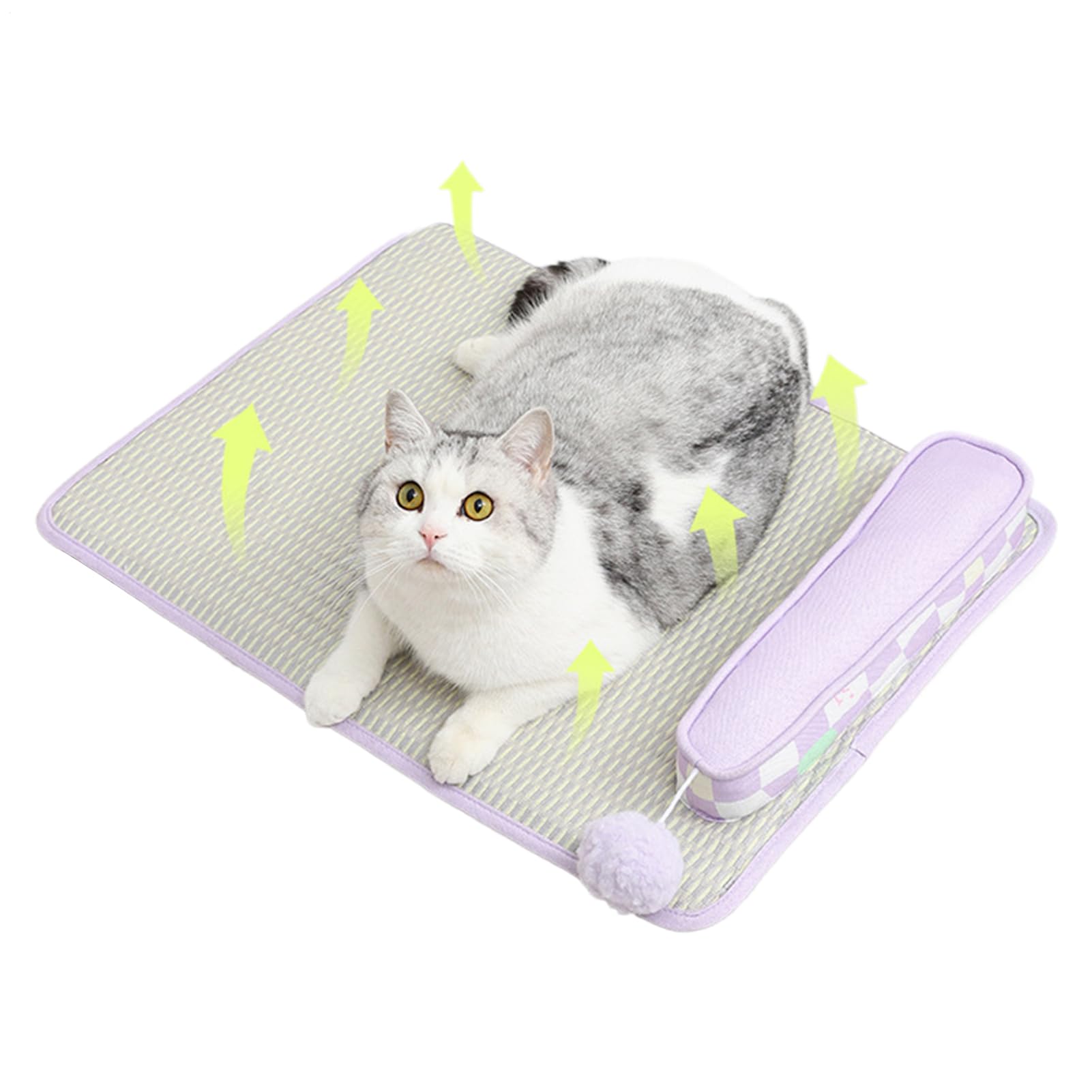 Cat Cooling Mat | Cooling Pad with Pillow| Dog Coöling Mat | Non-Slip Pet Rest Tool with Heat Dissipation for Napping Sleeping Rest