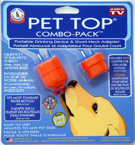Pacific Merchants Trading Comp Pet Top Combo Portable Drinking Device and Short Neck Adapter for Pets, Orange