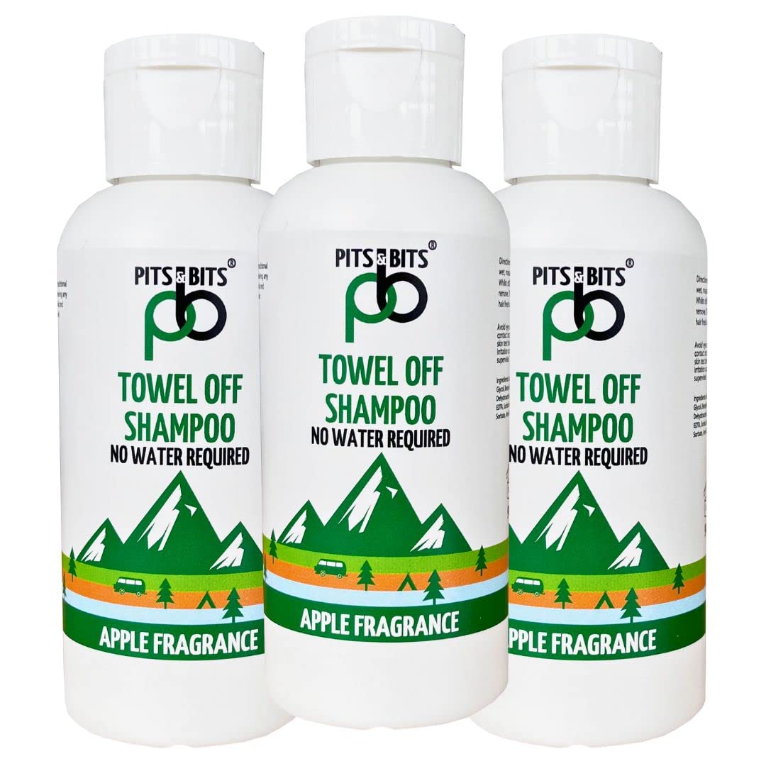 Pits and BitsRinse Free Shampoo, Apple Fragrance, No Additional Water Or Rinsing Required 100ml Trio Pack
