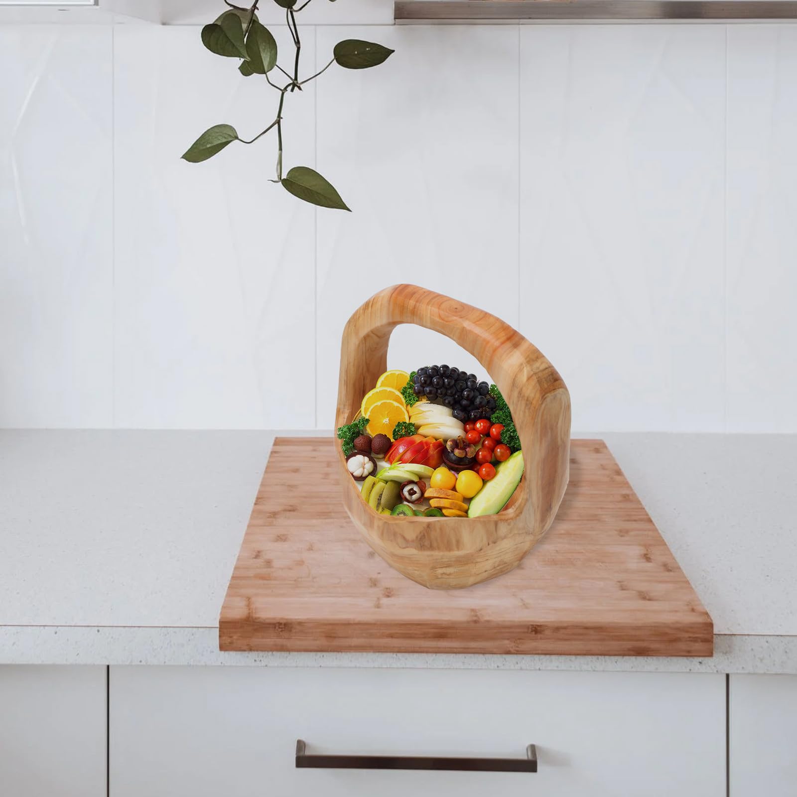 DOITOOL 1 Pieza Cuenco de Escultura de Cuenco de Madera Plato de Aperitivos Estabilidad Garantizada y Superficie Lisa Adecuado para Uso en Salón Comedor o Restaurante de Comida Asiática