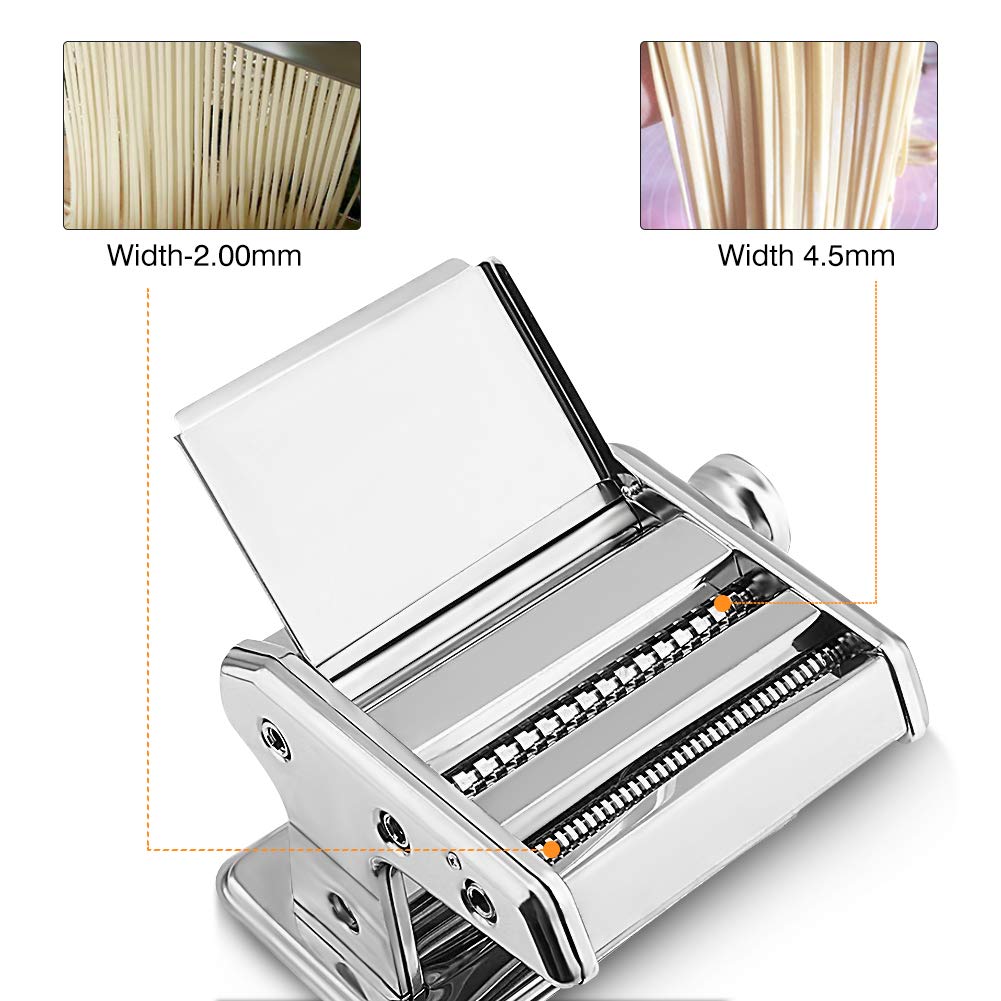 Máquina para hacer pasta, cortador de fideos de acero inoxidable, máquina de pasta manual 3 en 1, máquina de fideos con rodillo de pasta para espaguetis lasaña tallar