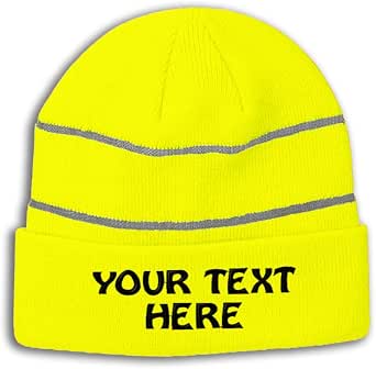 Custom Striped Beanie Hat - Navy, Acrylic Fleece, Personalized Embroidery Text, Unisex - View #7