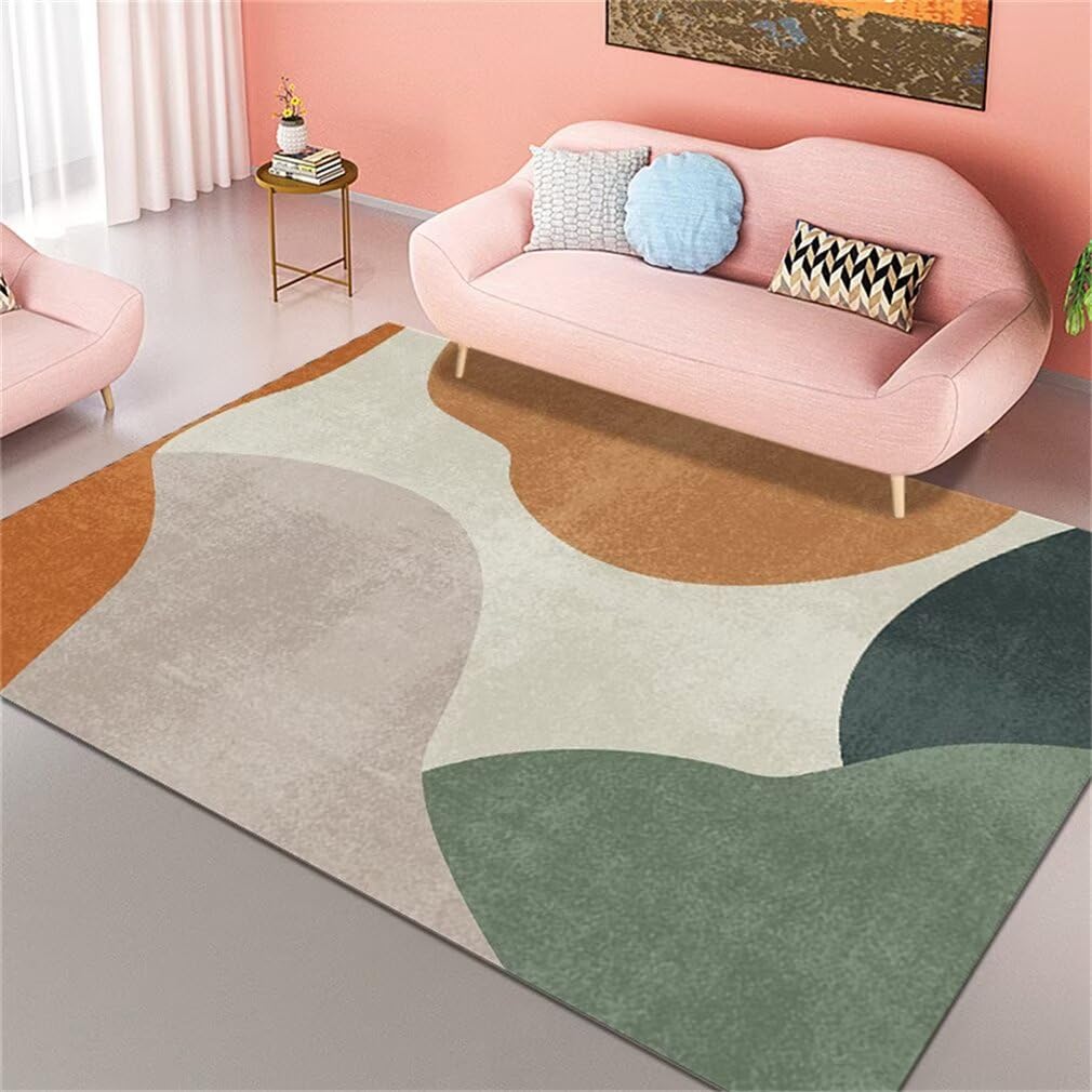 Tapis chambre ado lavable 200x200cm grand format carré motif bloc de couleur