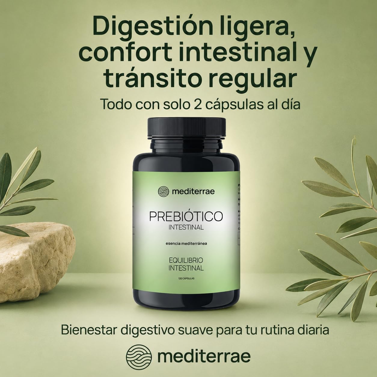 Prebiótico Intestinal | Cápsulas Vegetales con Inulina - FOS para Digestión Ligera, Confort Digestivo y Menos Hinchazón. Fibra prebiótica para Flora Intestinal y Potencia el Efecto de Probióticos