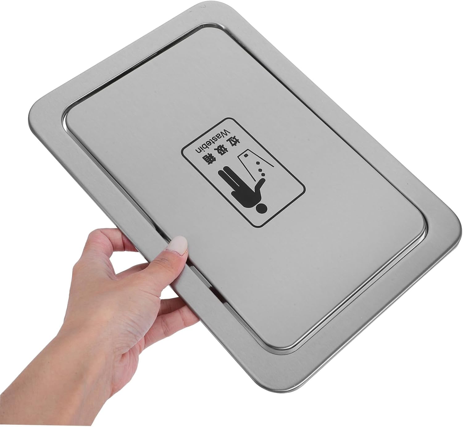 TIDTALEO Stainless Steel Countertop Trash Can Lid Elegant Recessed Swing Cover for Kitchen Bathroom Office Waste Management Easy to Clean