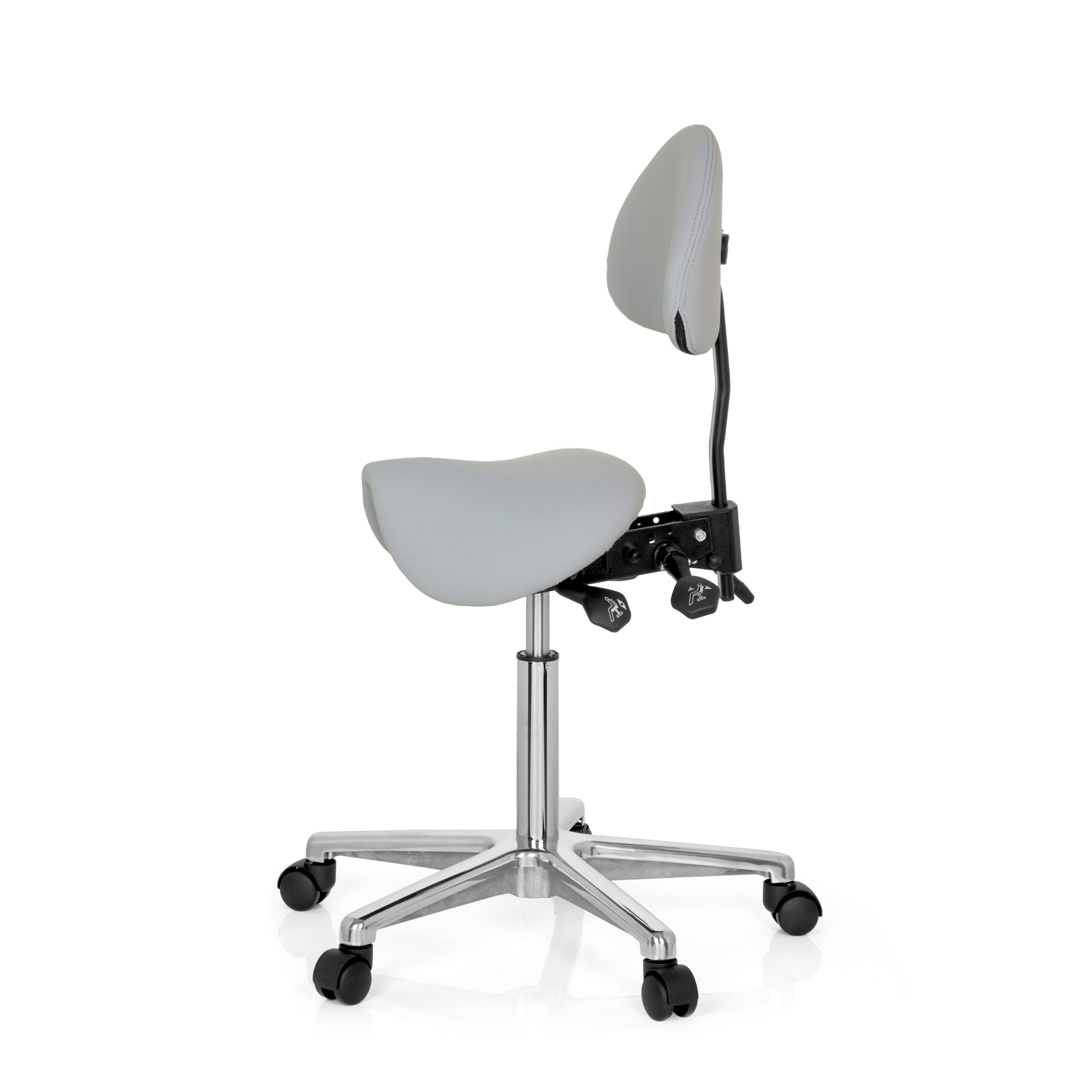 hjh OFFICE 608920 Taburete de Trabajo Top Work 20 Gris, Taburete de Silla de Montar, Respaldo con Ajuste de Altura