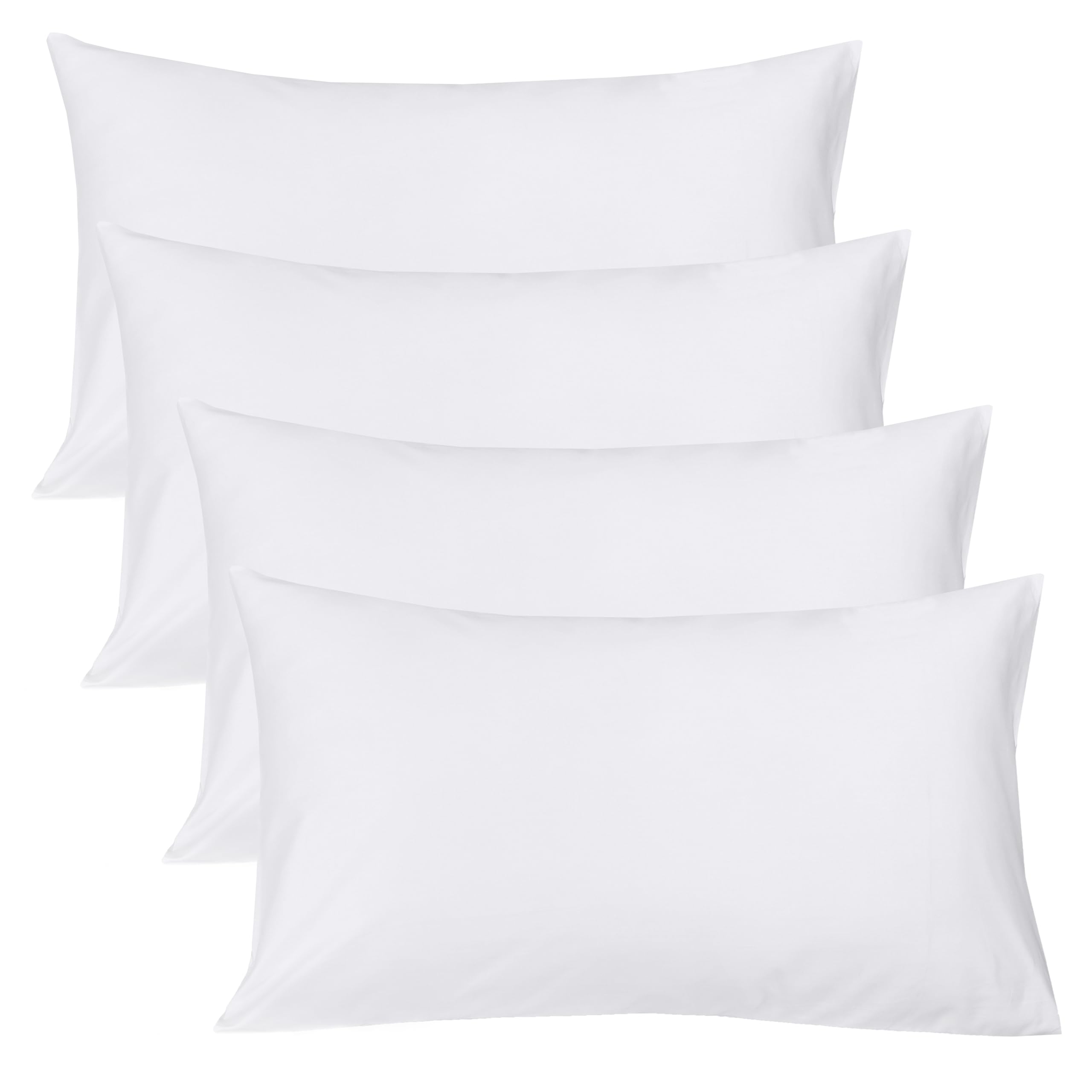 Siesta Zen Pure Egyptian Cotton Standard Envelop Pillow Cases 50x75cm Ultra Soft 800 Thread Count Luxurious 100% Long Staple Cotton Sateen Weave Pillowcase Cover (Housewife Envelop Style) (4, White)