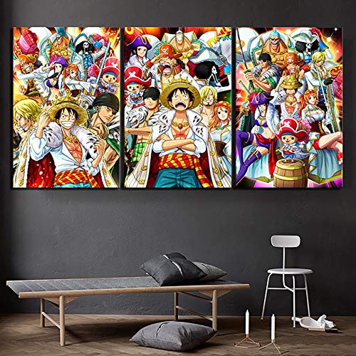 Tableau triptyque en toile imprimée animation pour décoration murale moderne