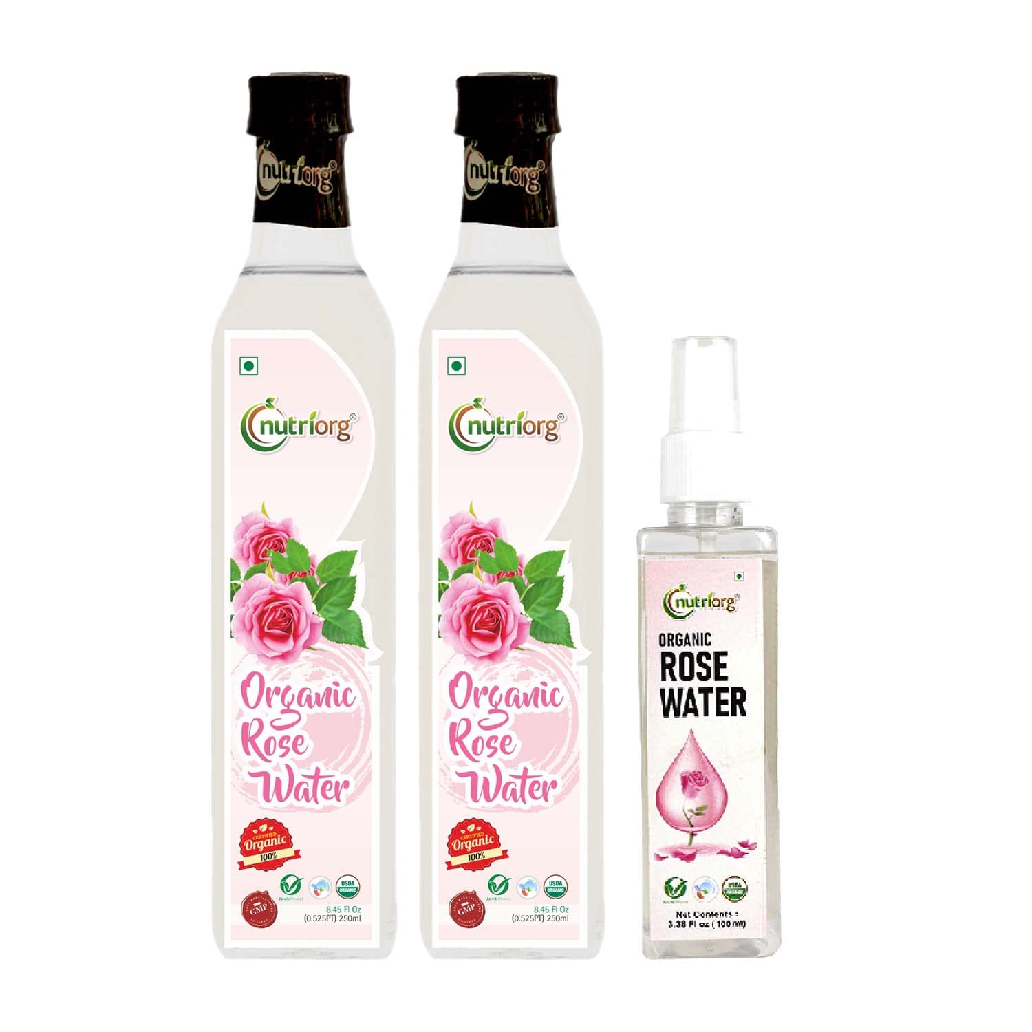 Organic Rose Water 500 ml (Pack of 2) (Get sample 100ml Rose