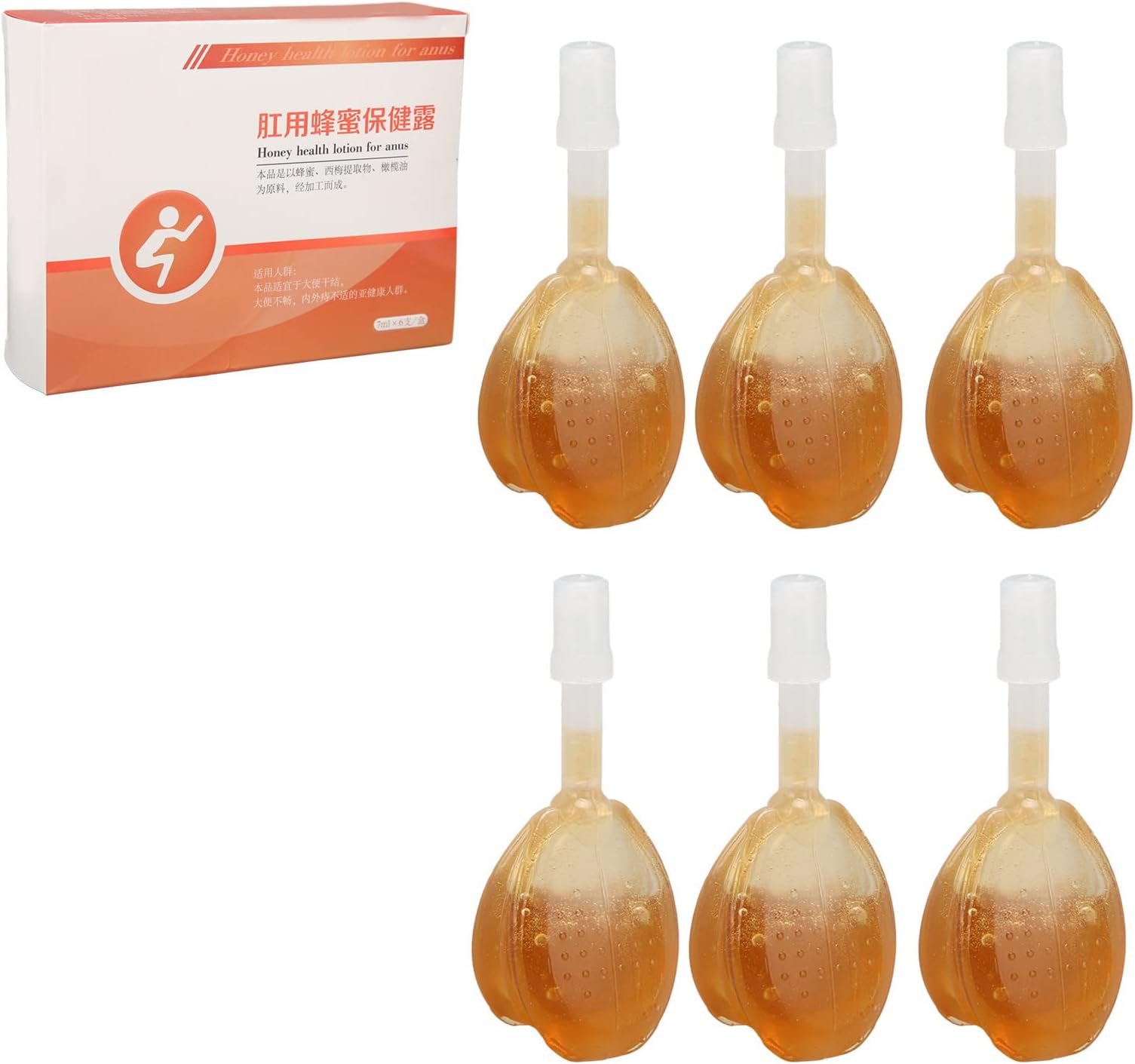 Glycerin Suppositories,6pcs 7ml Adults Constipation Relief Suppositories Glycerin Suppositories Honey Promote Intestinal Peristalsis Improve Constipation Liquid