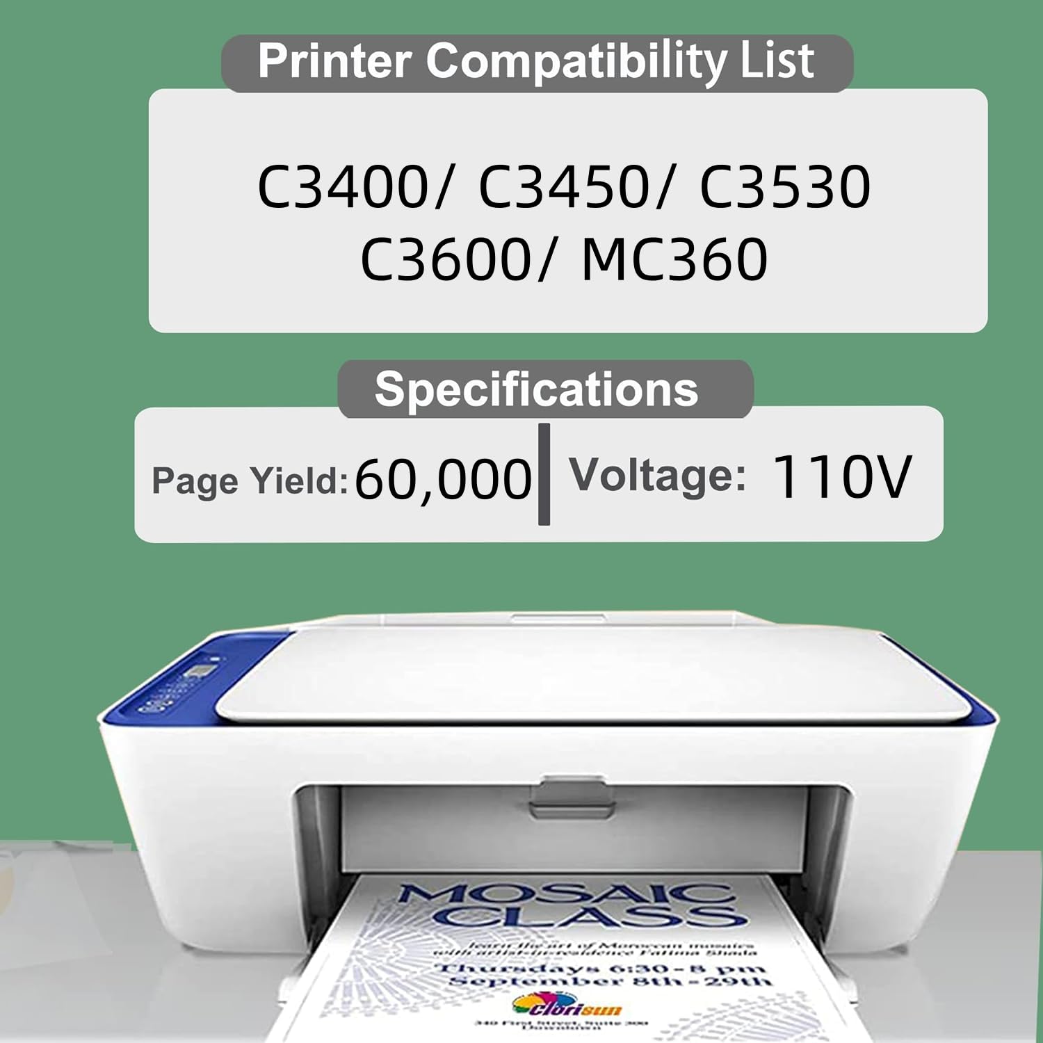 JUNTINE 43377001 Fuser Unit Replacement for Okidata 43377001 Fuser Unit Compatible with Okidata C3400 C3450 C3530 C3600 MC360 Printers(110V-60K)