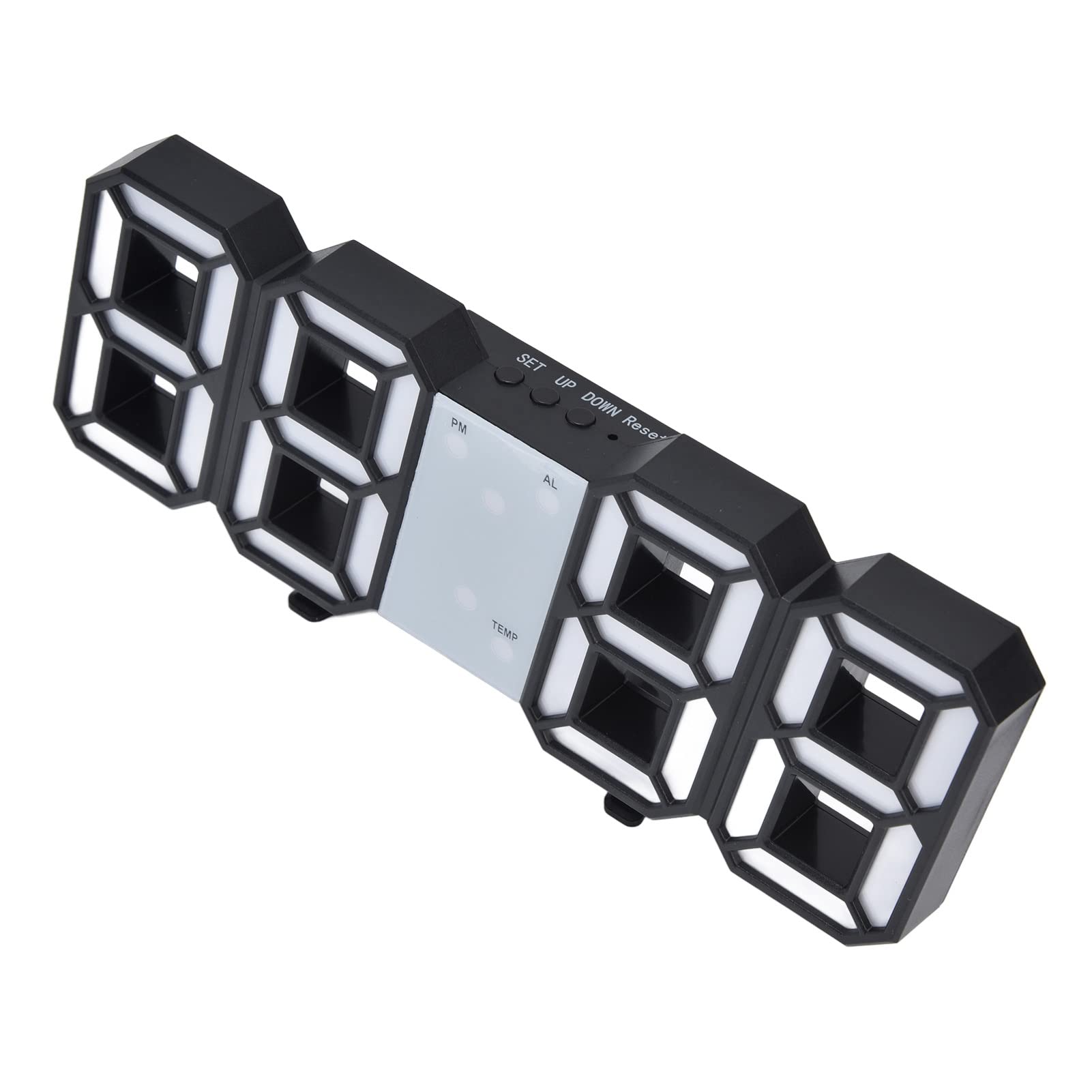 Reloj de Pared Digital Controlado por Voz, LED Alimentado por USB, Reloj Moderno para Habitación, Monitoreo del Tiempo, Relojes para el Hogar (Black)