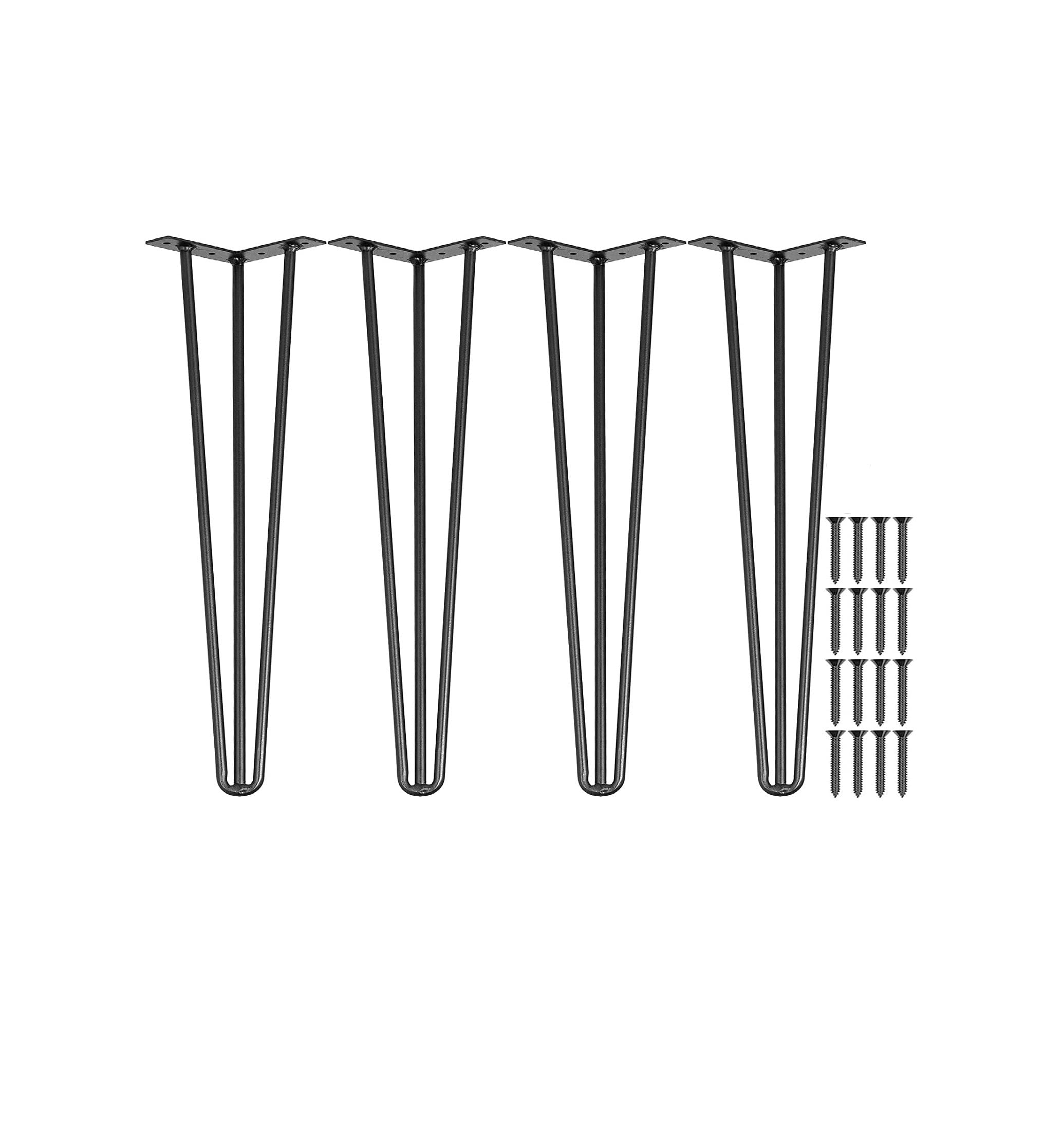 BLOO BASKET Heavy Duty Hairpin Legs for Desk Legs Console Table, Legs for Any Types Furniture (Black) 10MM Thick Set of Four (Legs x 4) (3 Rod, 18 INCH)