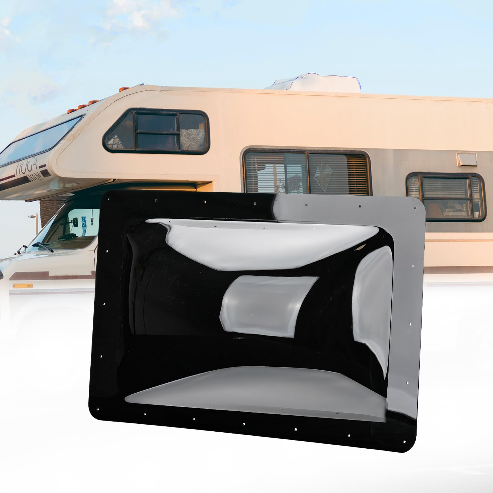 rvguard rv skylight replacement, 18" x 26" outer dimension skylight fits all standard 14" x 22" openings, rv skylight for camper trailer fifth wheel truck, uv resistant, impact resistant, black