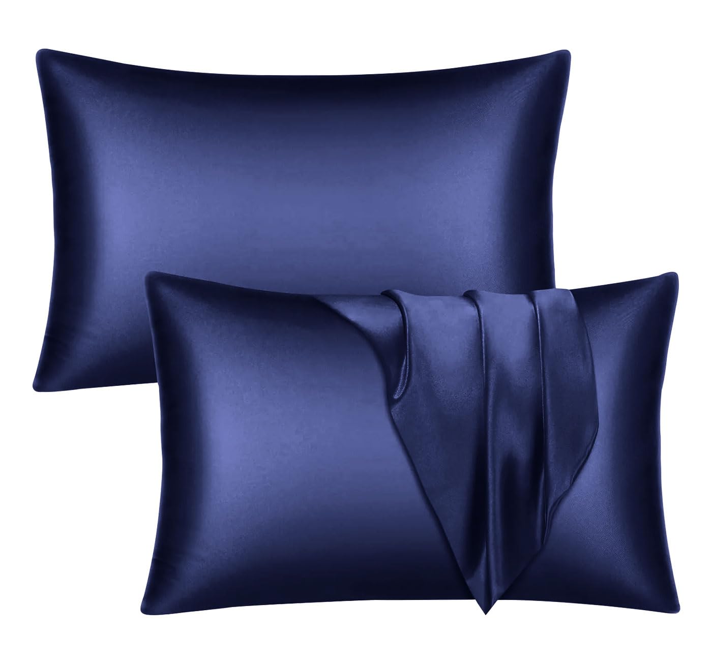 Imperial Rooms Satin Pillowcase 2 Pack – Satin Silk Pillowcases for Hair and Skin, Gifts for Women – Navy Pillow cases with Envelope Closure (50x75 cm)OEKO-TEX STANDARD 100
