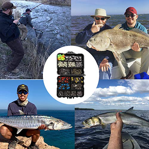 201/251pcs Fishing Terminal Tackle with Box - Fishing Hooks, Swivel, Weight, Fishing Float Bobber, Fishing Stopper, Barrel Crimps, Sinker Slide, Split Ring, Beads for Freshwater Saltwater Fishing - Thumbnail 4