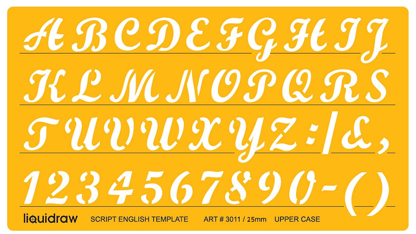 Liquidraw Lettering Stencils for Calligraphy Crafts English Stencil Alphabet Number Drawing Drafting Template (Upper & Lower Case Combo) (15mm / 20mm / 25mm) (25mm) - Image 2