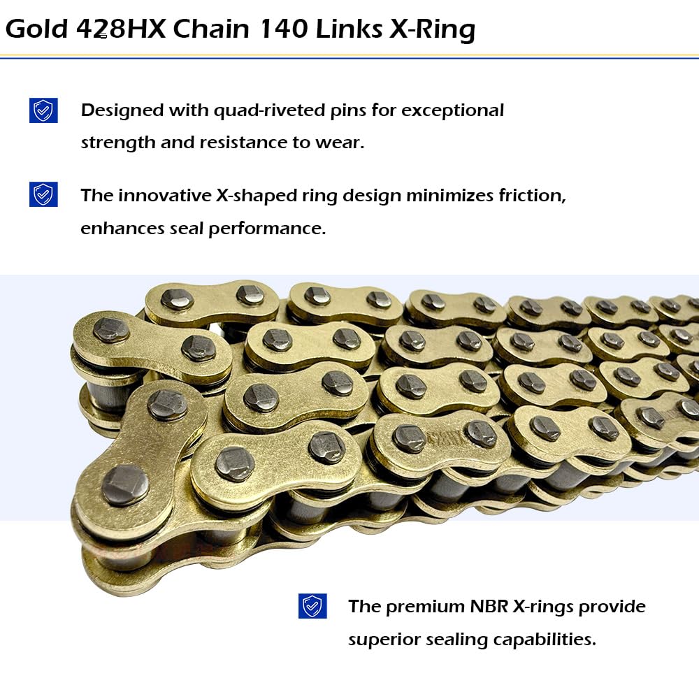 Gold 428 X-Ring Motorcycle Chain 140 Links — Amazon image 3