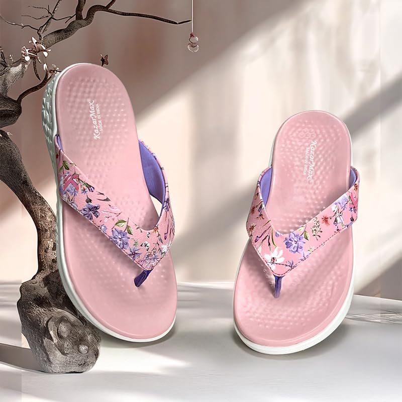 Image of KazarMax Women Slipper | Lightweight | Floral Print | Flip-Flop Daily Use | Casual wear | Thong Slippers
