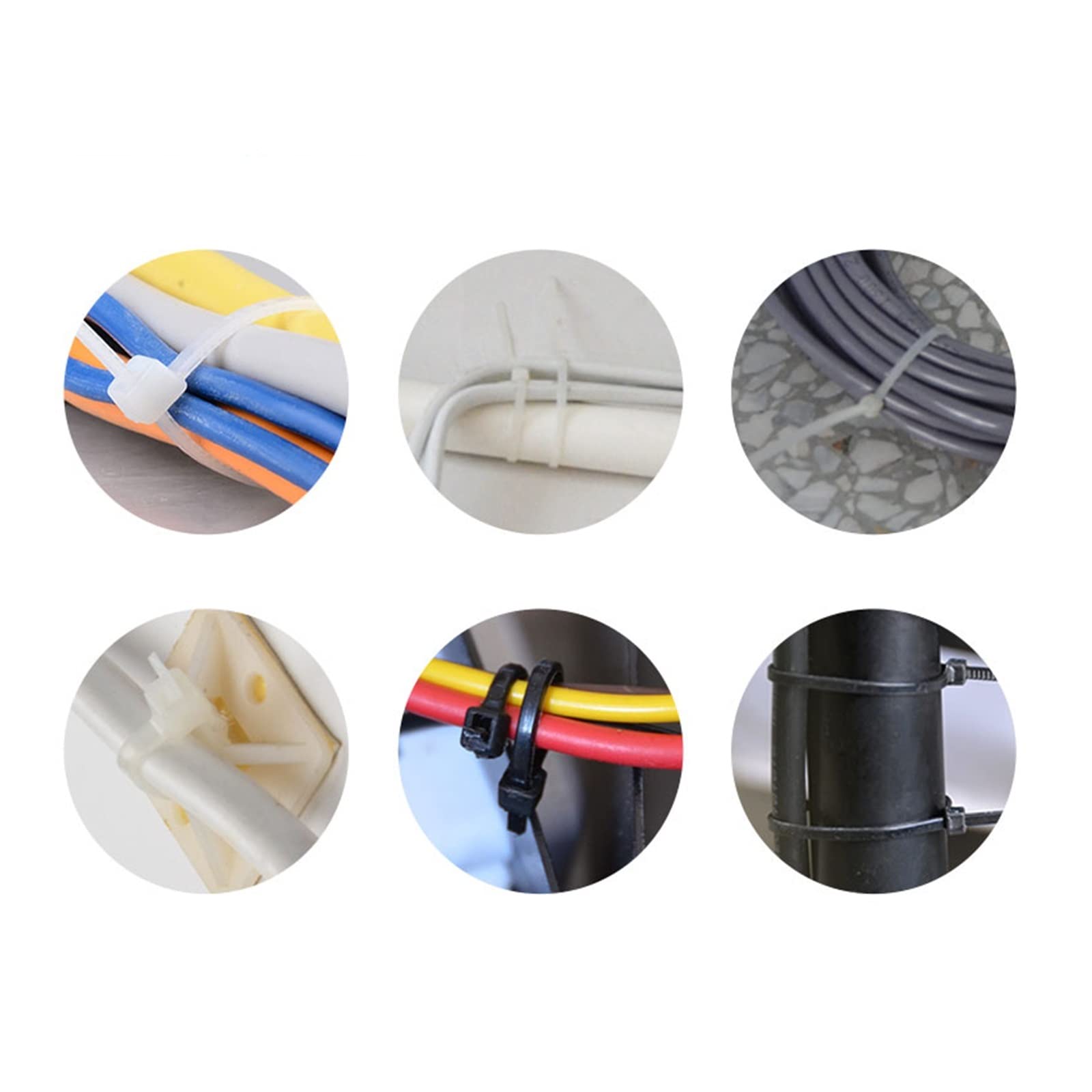 Kunststoff-Nylon-Kabelbinder, 100 Stück, schwarz, 5 x 300 Kabelbinder-Befestigungsring, 3 x 200 Kabelbinder-Reißverschluss mit 5 x 200 selbstsicherndem Nylon-Kabelbinder (Farbe: 3 x 60 mm) (4 x 250