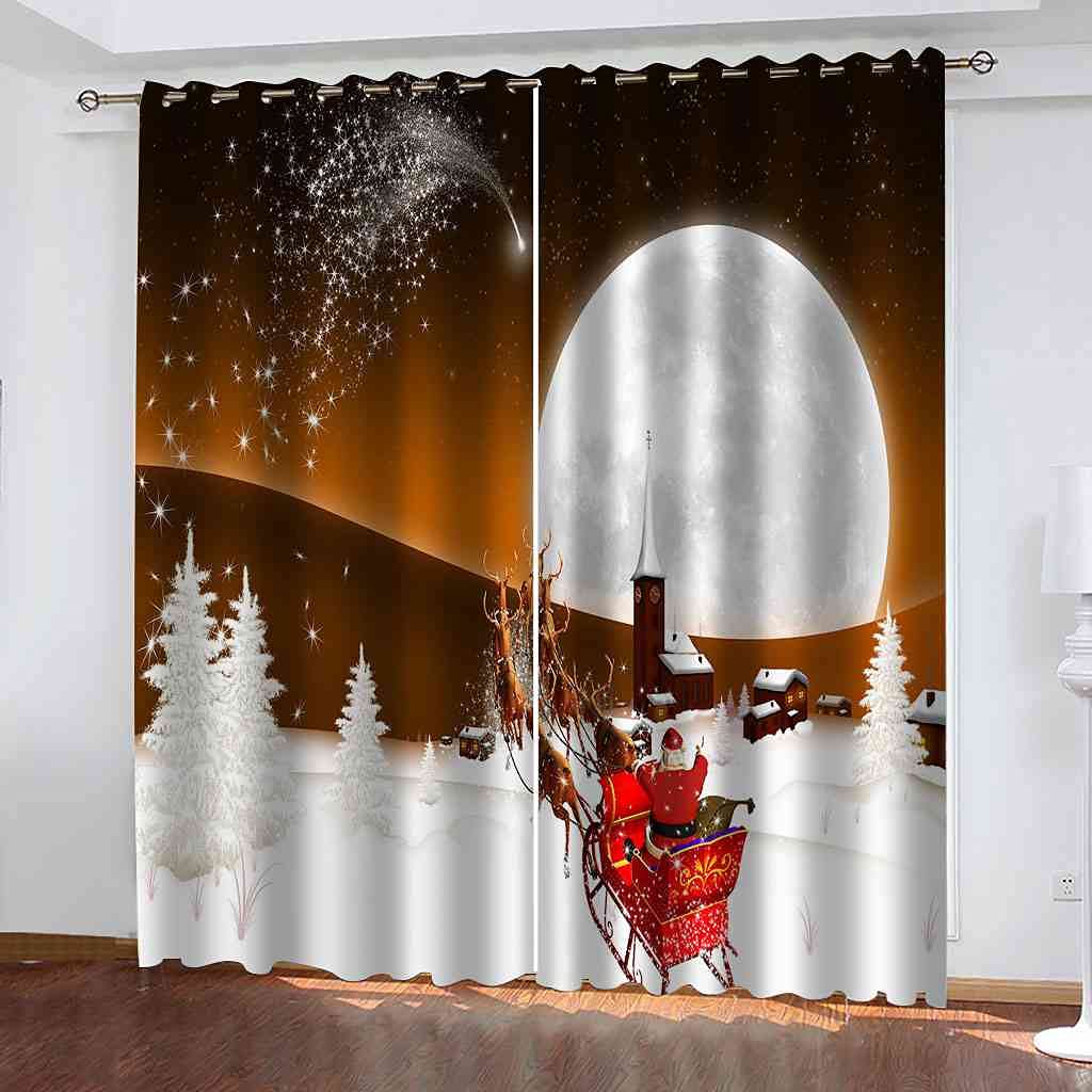 Rideaux occultants 3D GXLOGAA lot de 2 avec scène de neige de Noël pour salon 140x160 cm