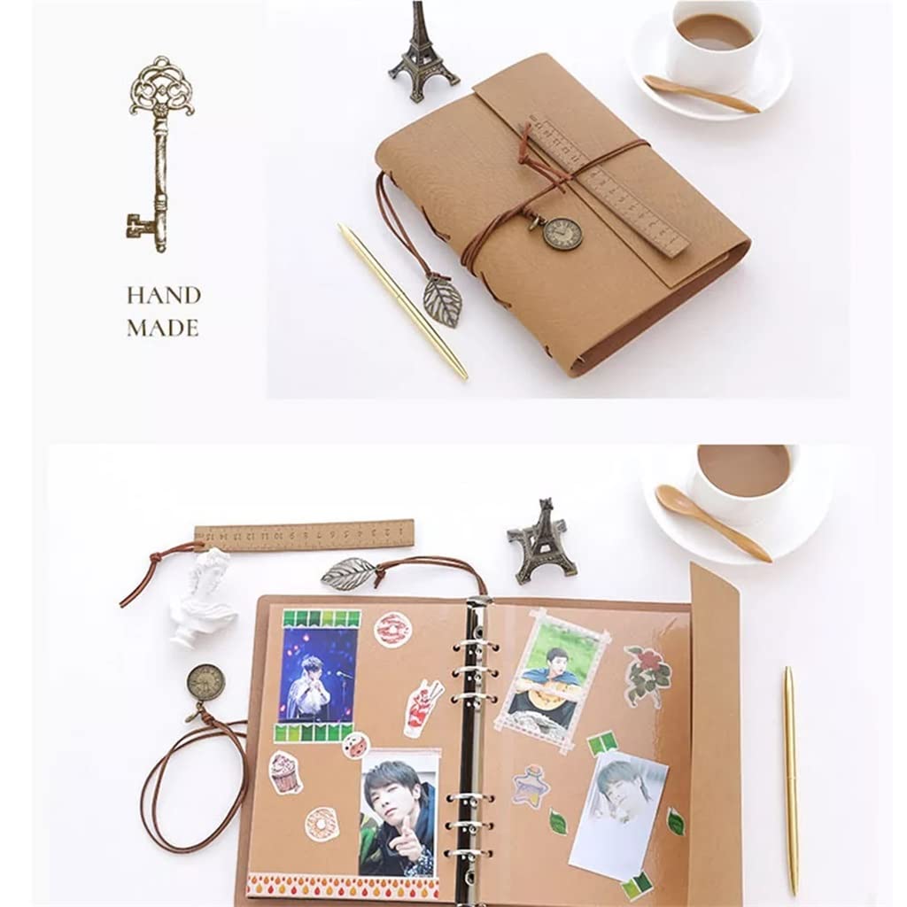 Album fotograficzny w stylu vintage, skórzany, samoprzylepny, DIY, do scrapbookingu, wspomnienia ślubne, książka urodzinowa, prezent rocznicowy (khaki)