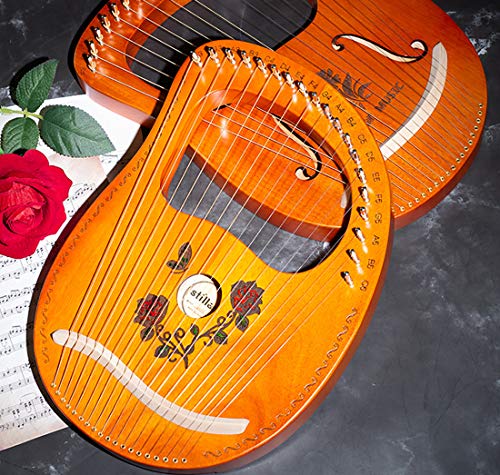 Tragbare Kleine Harfe, 19 Lyre Harfe, Saiteninstrument, Metall Saiten Mahagoni Instrument, Lyre, Einfach Zu Bedienen, Mit Stimmschlüssel Und Saiten Usw,C