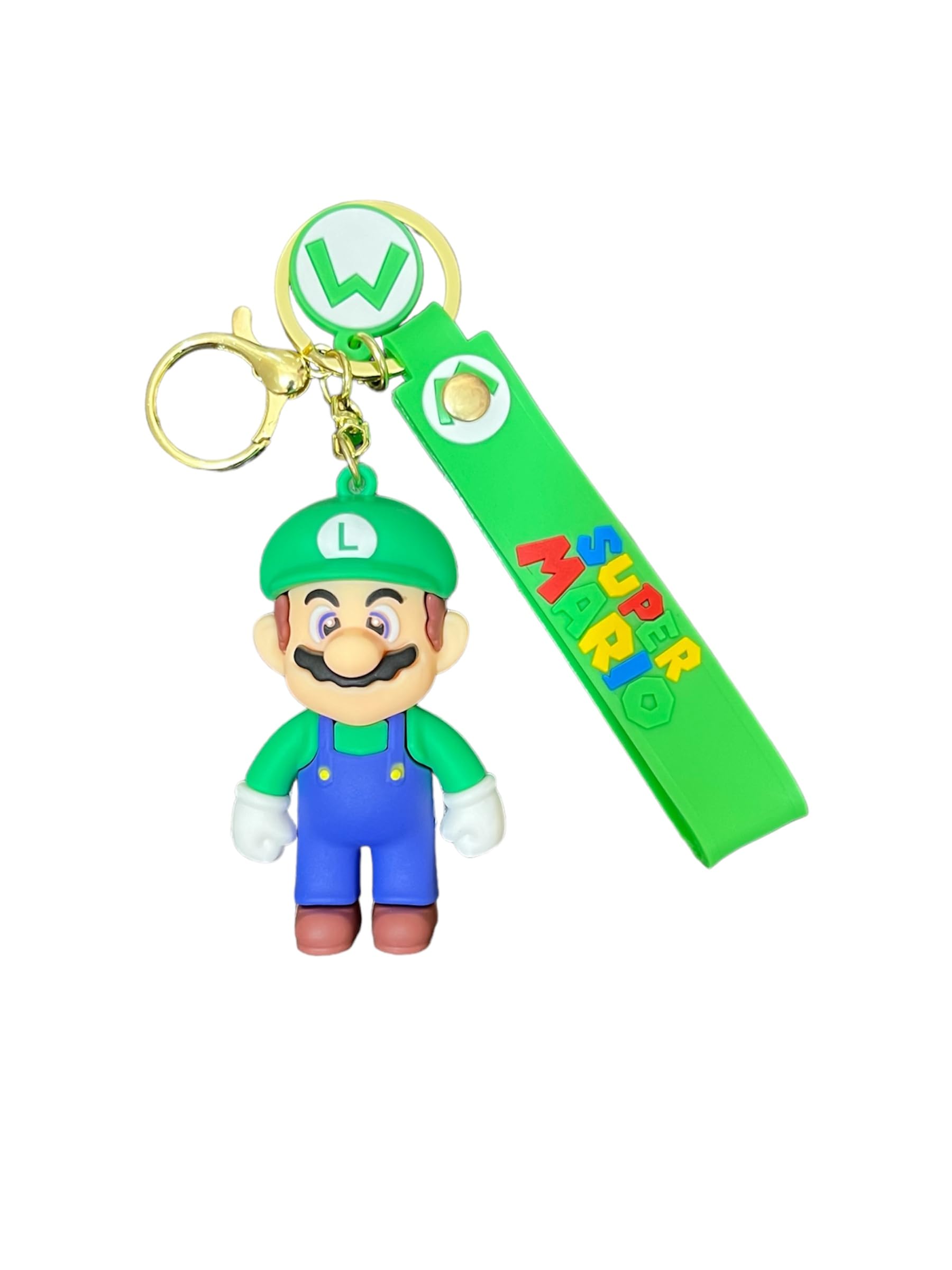 WOW KeychainsSilicone Super Mario Luigi Keychain, Green (Pack of 1)