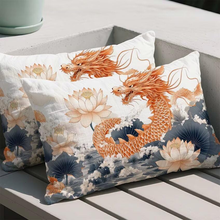 Coussin extérieur imperméable 70x90cm orange déperlant lot de 2 - 2