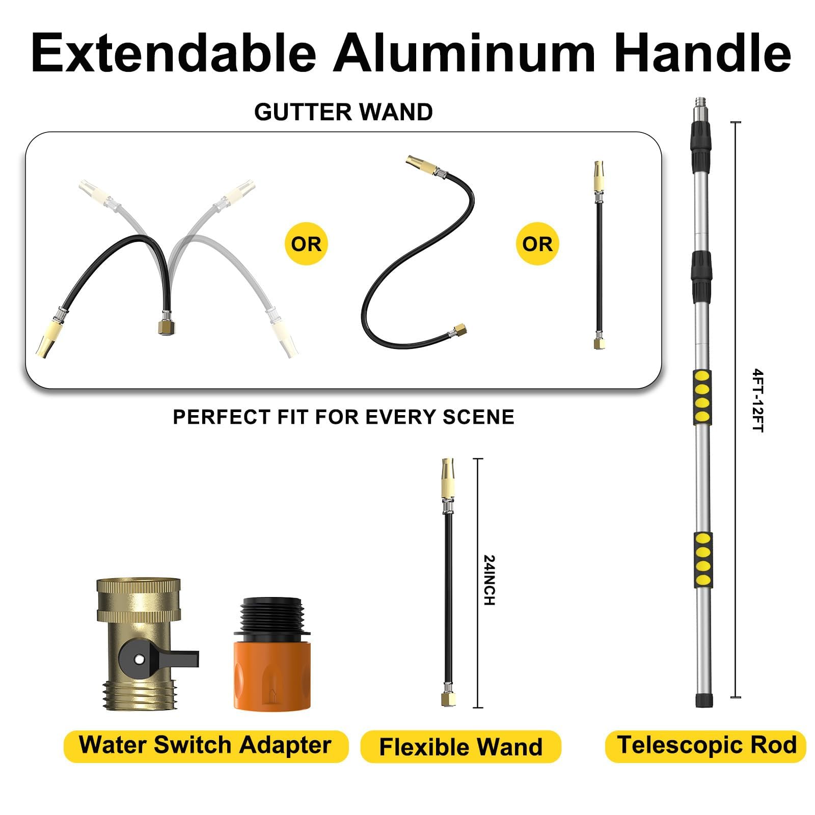 Telescopic 20ft Gutter Cleaner With Bendable Wand 20FT Gutter Cleaning ...