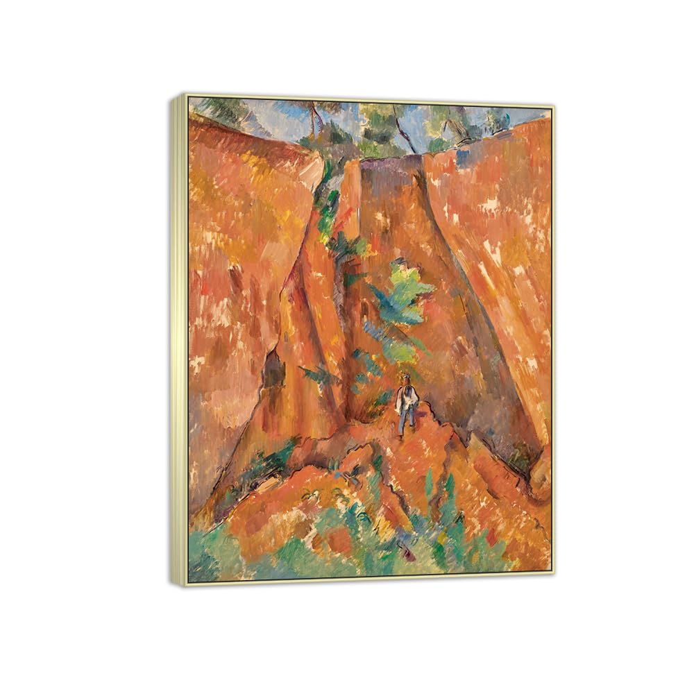 SDYSKKUG Canvas Wall Art Picture Decor Mountain by Paul Cezanne 50x40cm Silver Frame