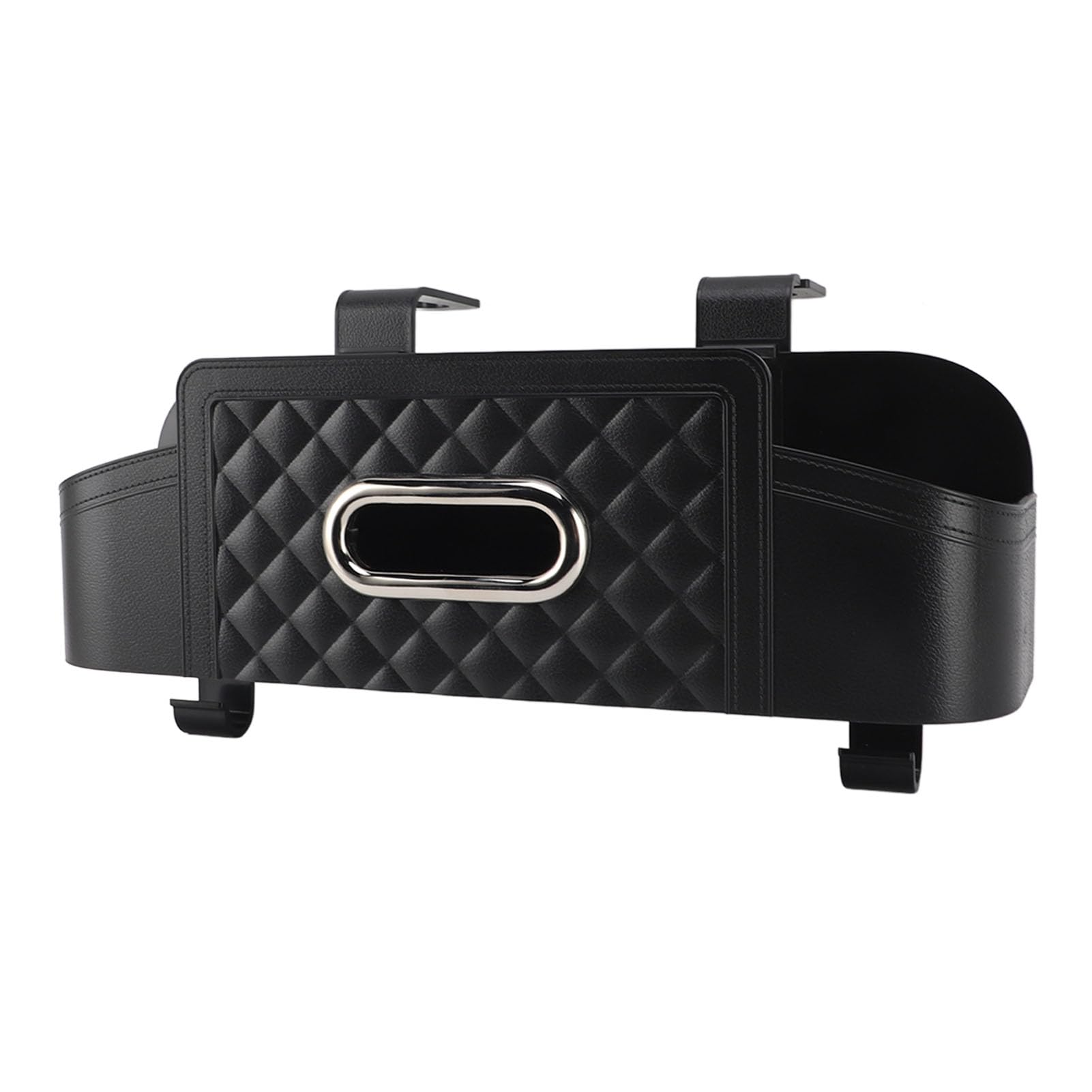 Organisateur de Siège Arrière de Voiture, Boîte de Rangement Multifonctionnelle, Appui-tête, Boîte à Mouchoirs, Support de Verre, Accessoires de Voyage (BLACK)