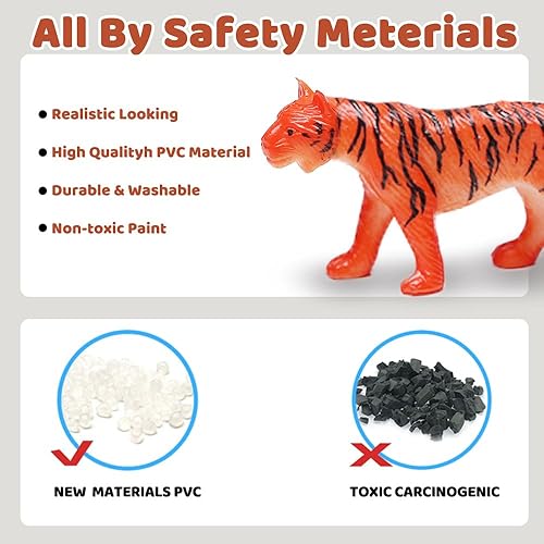 Miniatura 3 de ValeforToy - Figura de animales, 54 piezas de minijuguetes de la selva, diseño realista de vinilo salvaje, recuerdos de fiesta de aprendizaje de