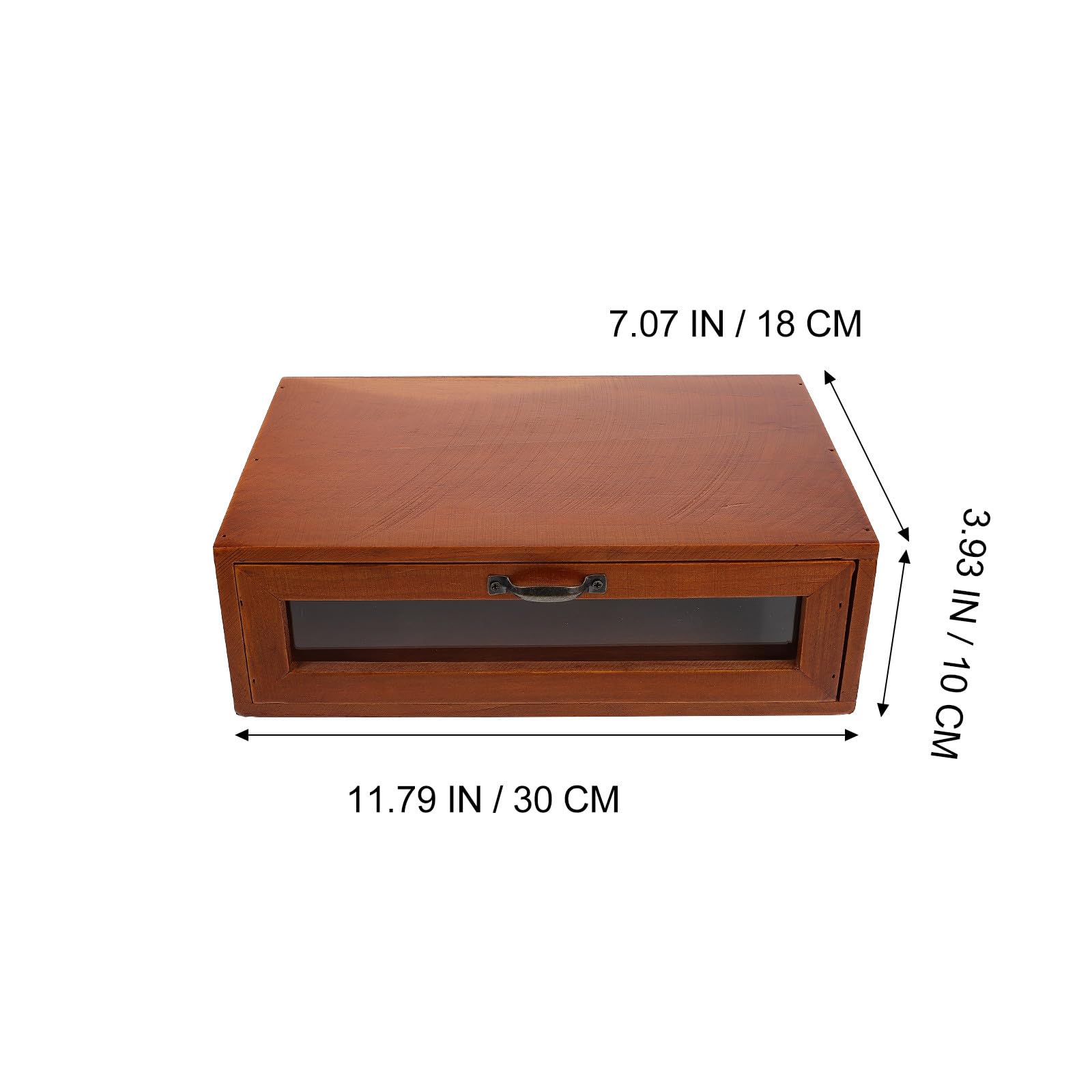 Ipetboom Organizer da Scrivania Cassetto Portaoggetti e Supporto per Monitor in Legno e Vetro Stile Retrò Marrone, per Ufficio e Decorazione Desktop
